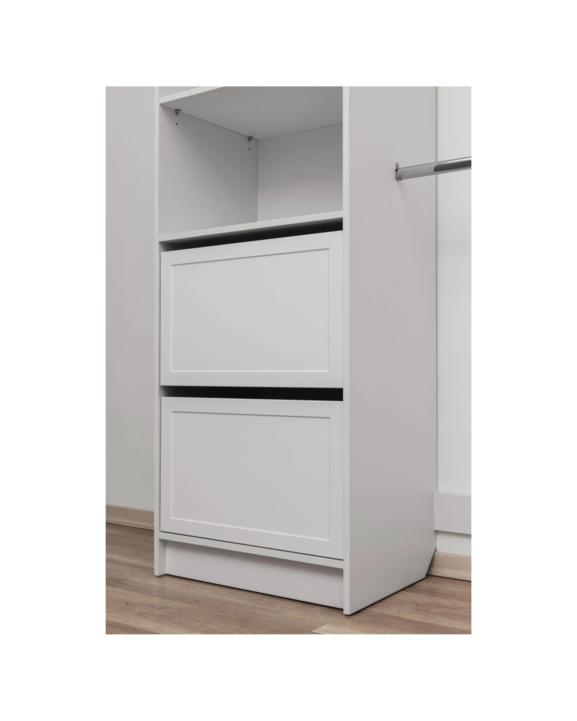 5 European Cabinetry Basel Walk In Wardrobe Kit Hamptons Profile 2000x2000mm - White, 5 of 6