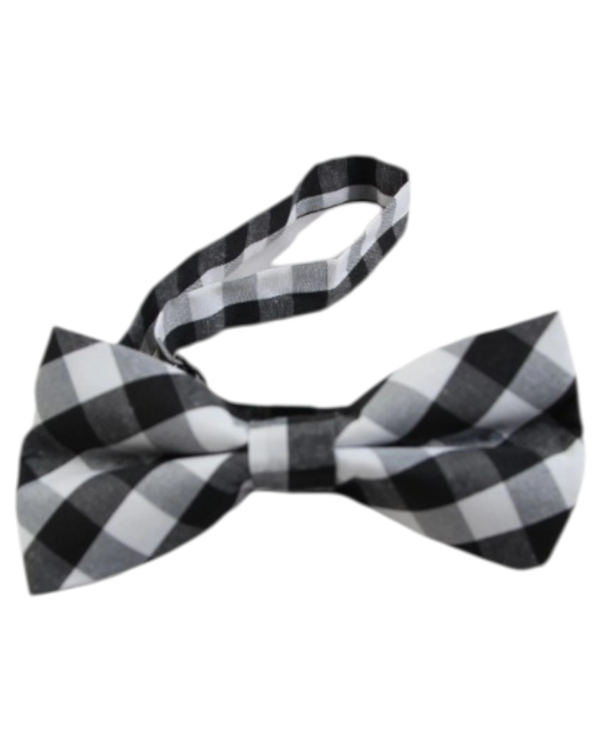 2 Zasel Mens White & Black Large Checkered Patterned Bow Tie, 2 of 2