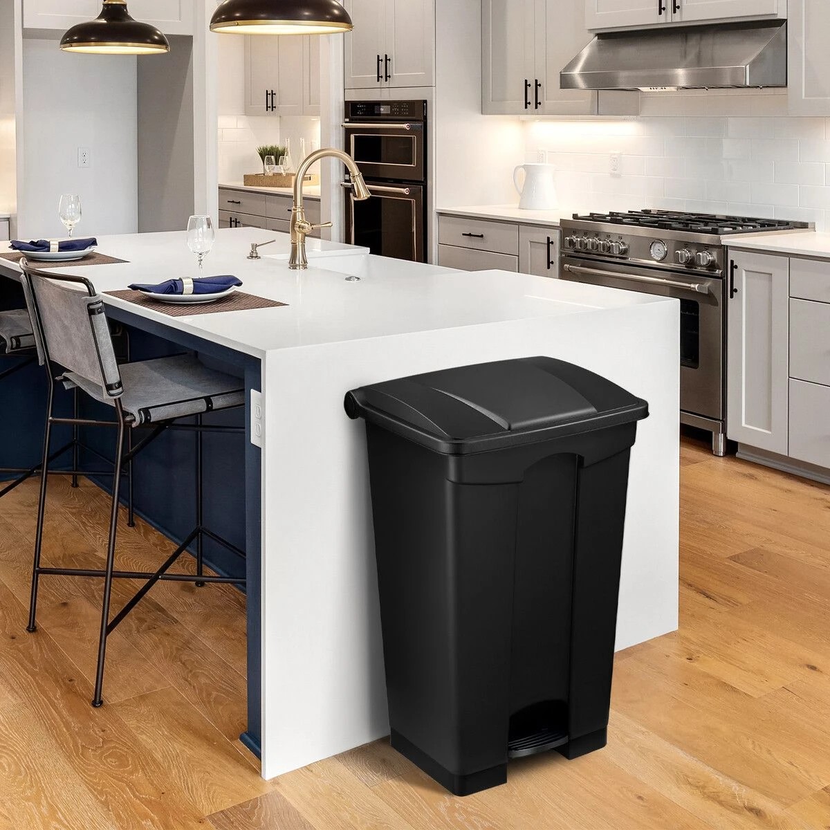6 LUXSUITE 87L Rubbish Trash Bin Kitchen Dustbin Garbage Waste Recycling Compost Can Pedal Black Large Plastic for Garden, 6 of 6