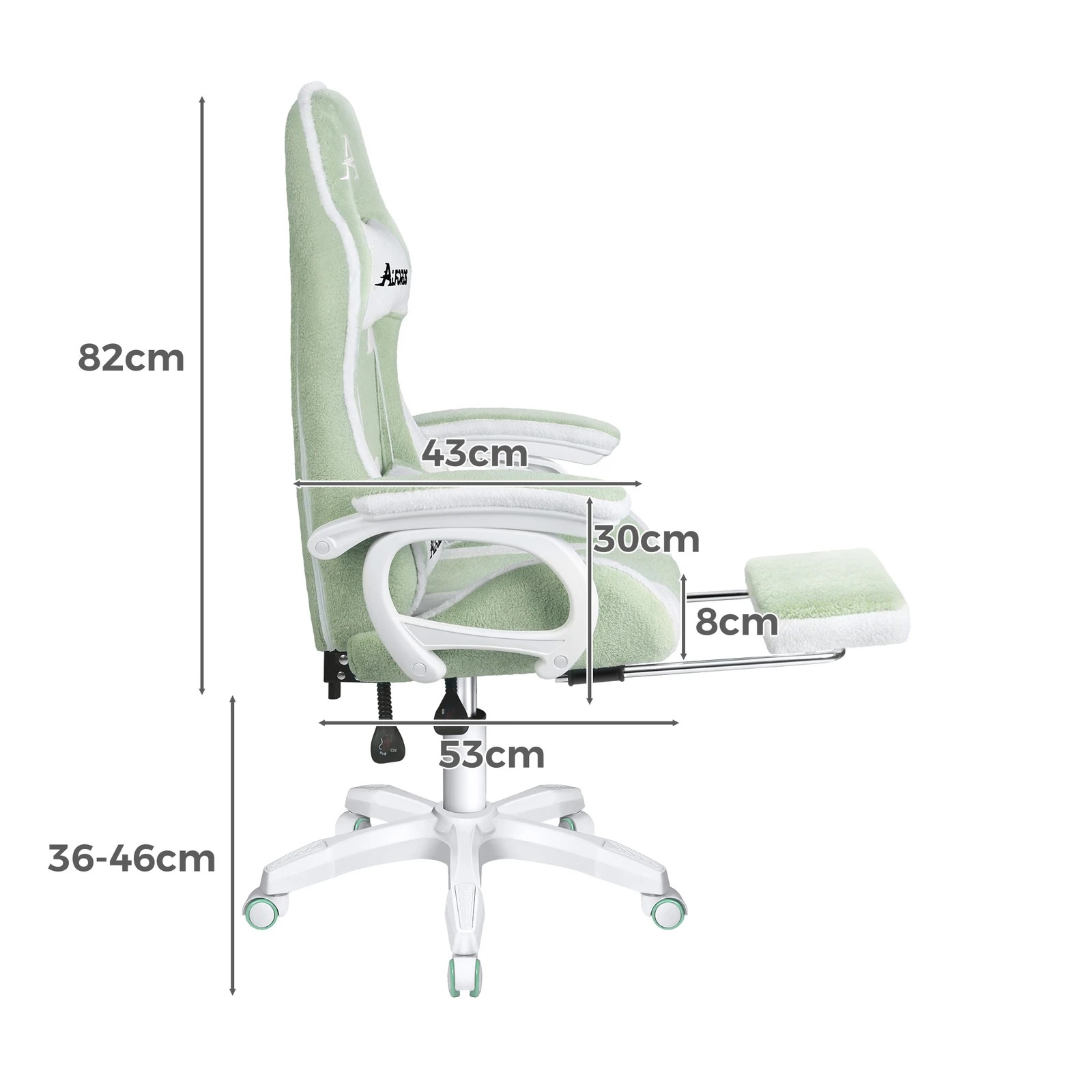 3 Alfordson Gaming Office Chair Racing Massage Computer Seat Footrest Sherpa Fleece - Green, 3 of 10
