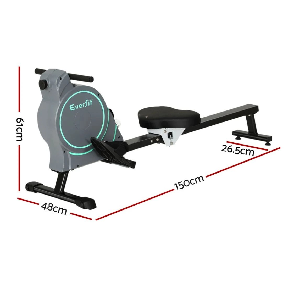 2 Everfit Rowing Machine 16 Levels Magnetic Rower Gym Home Cardio with - Black, 2 of 6