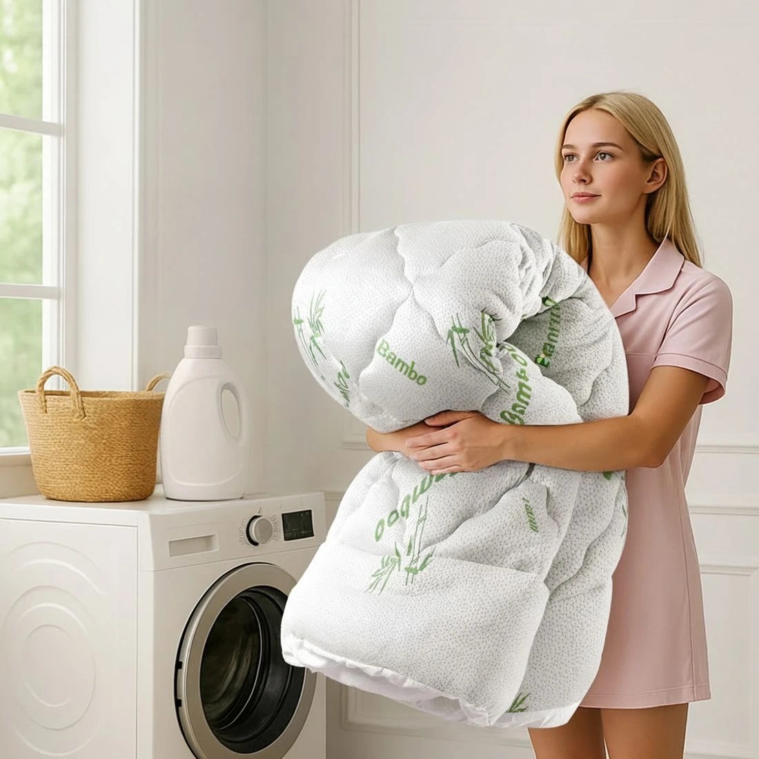 9 Giselle Mattress Topper 5cm Pillowtop toppers Bamboo King Single - White, 9 of 9