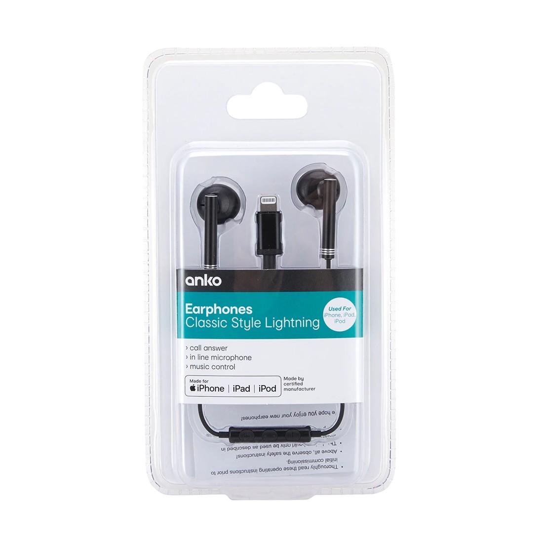 3 Classic Style Lightning Earphones - Black, 3 of 4