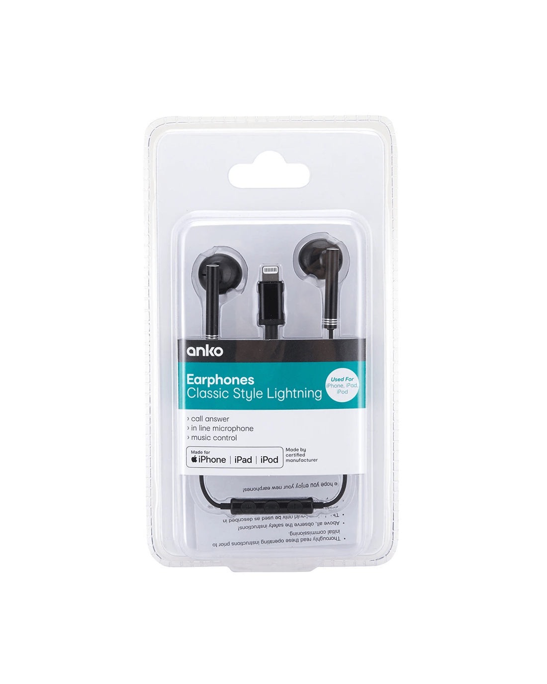 3 Classic Style Lightning Earphones - Black, 3 of 4
