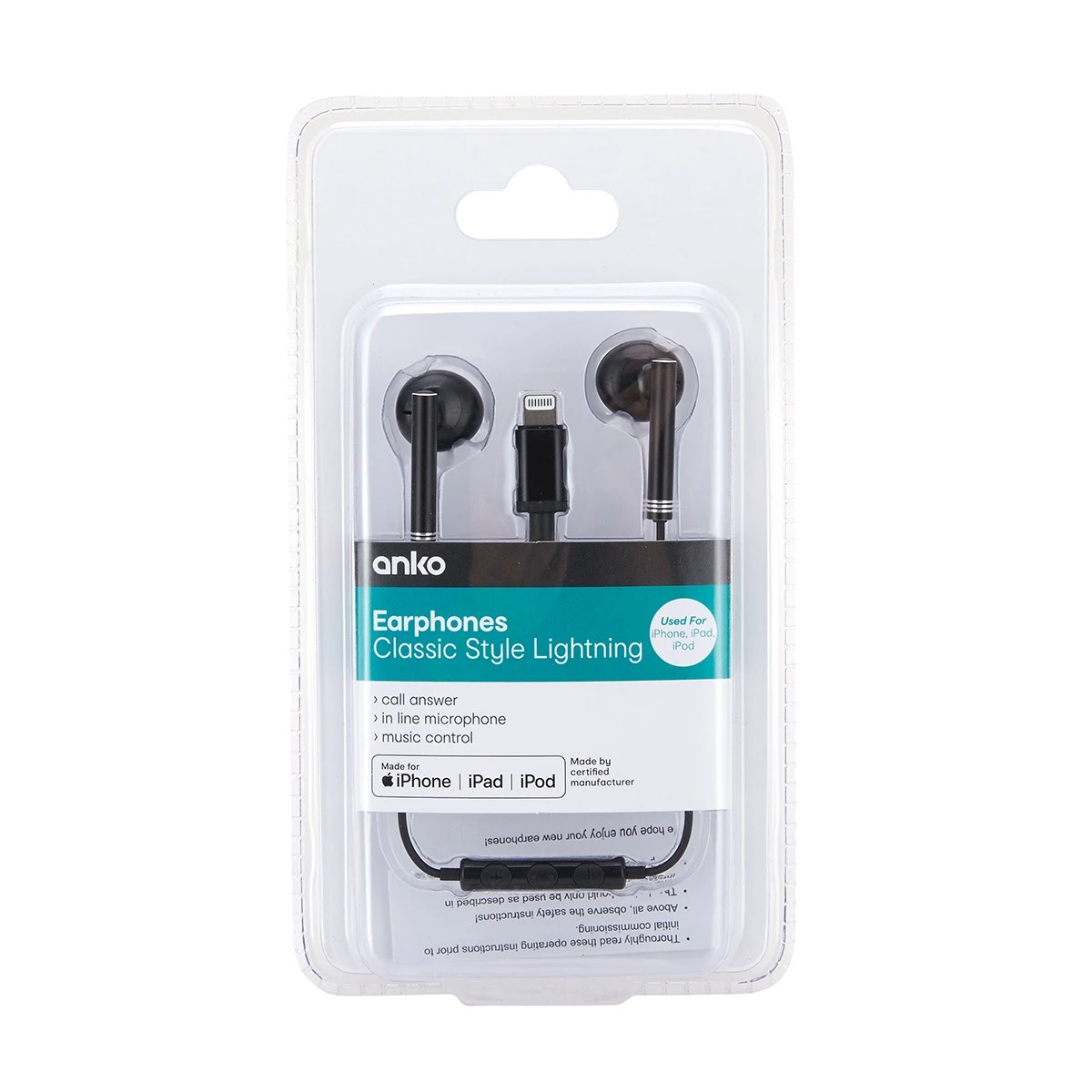 3 Classic Style Lightning Earphones - Black, 3 of 4