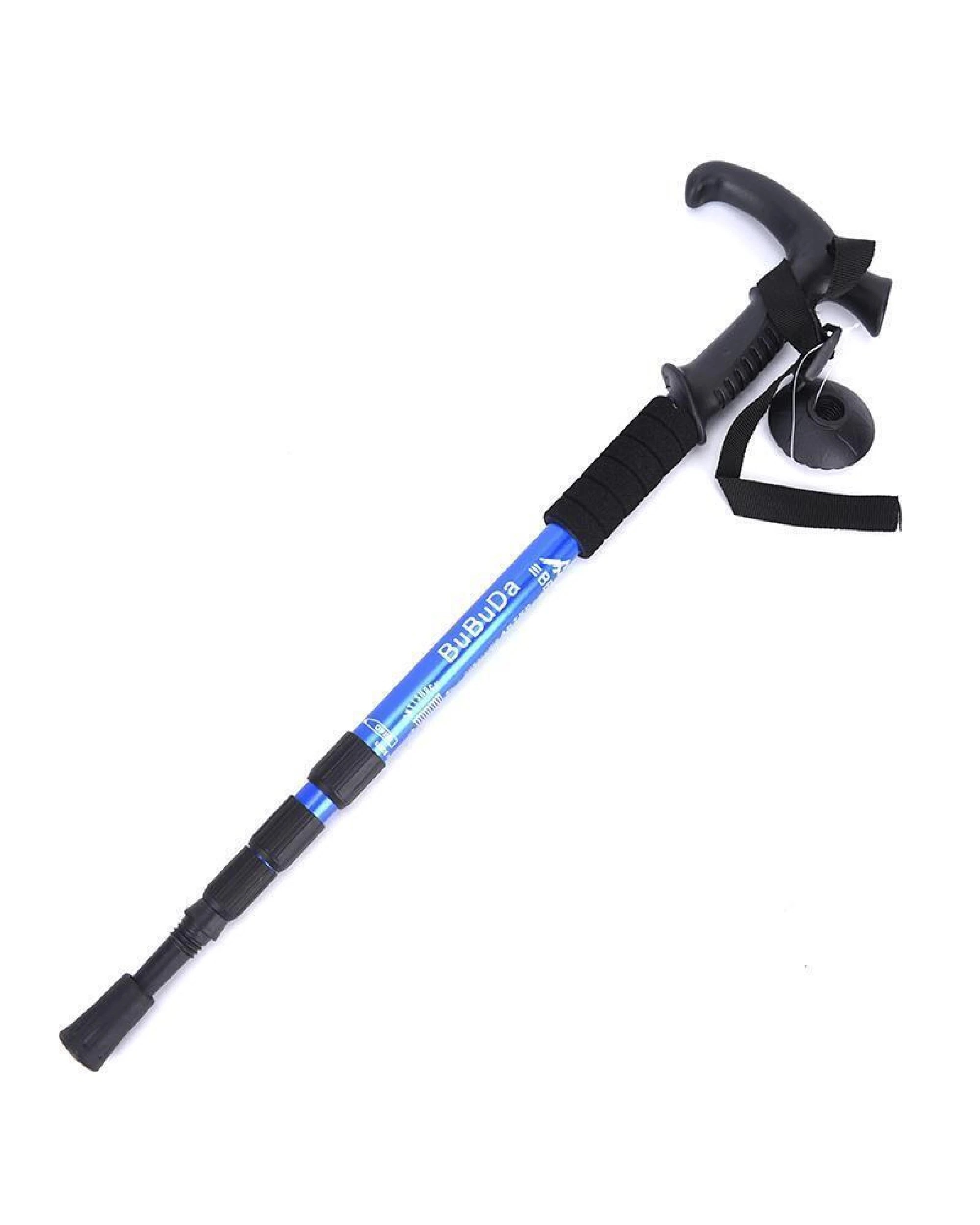 1 BR Outdoor Folding Walking Stick Telescopic Adjustable Antishock Hiking Grip Pole Trekking - Blue, 1 of 7