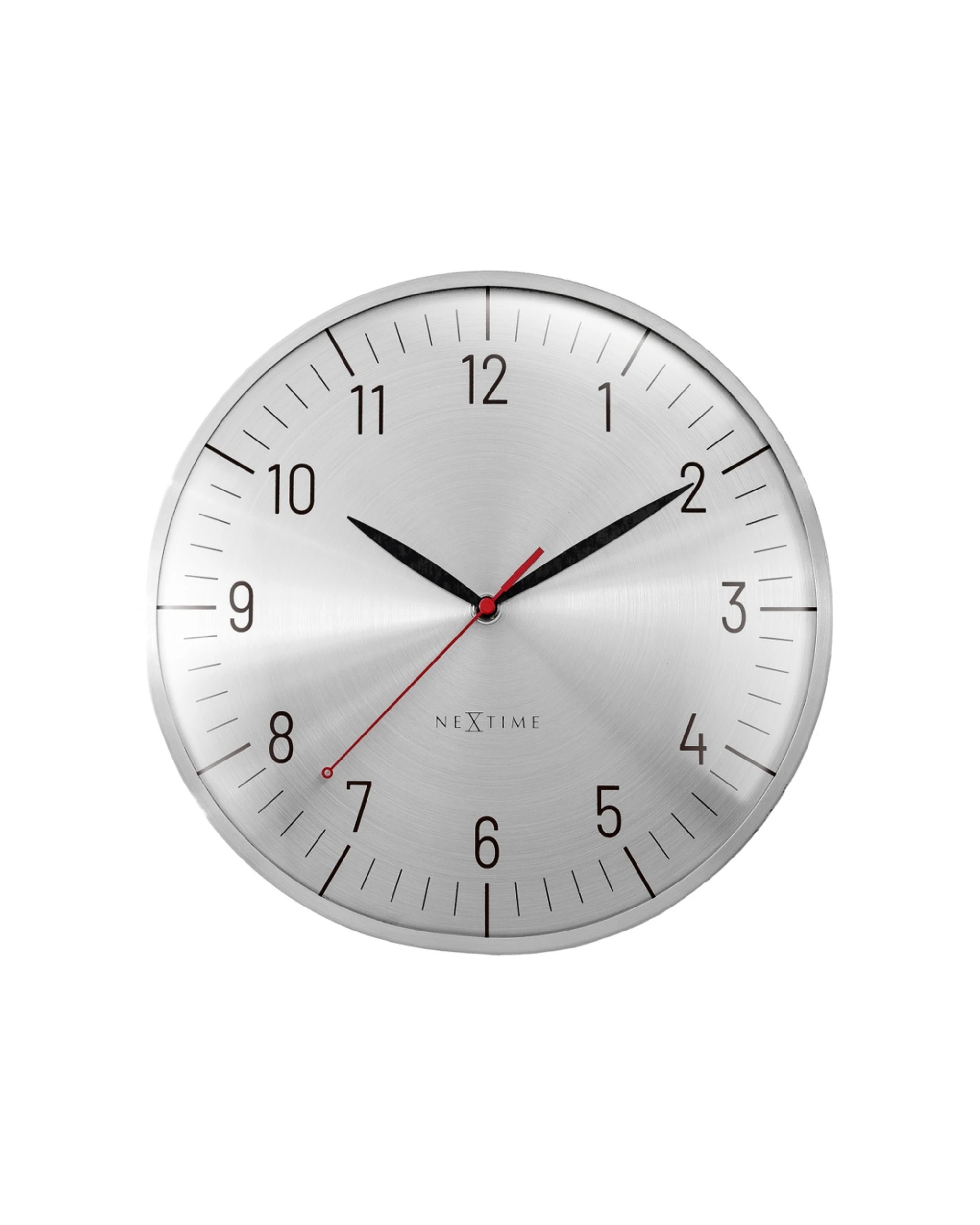 1 NeXtime Frankfurt Wall Clock Sleek Aluminium Silent Modern Design 30.5cm - Silver, 1 of 5