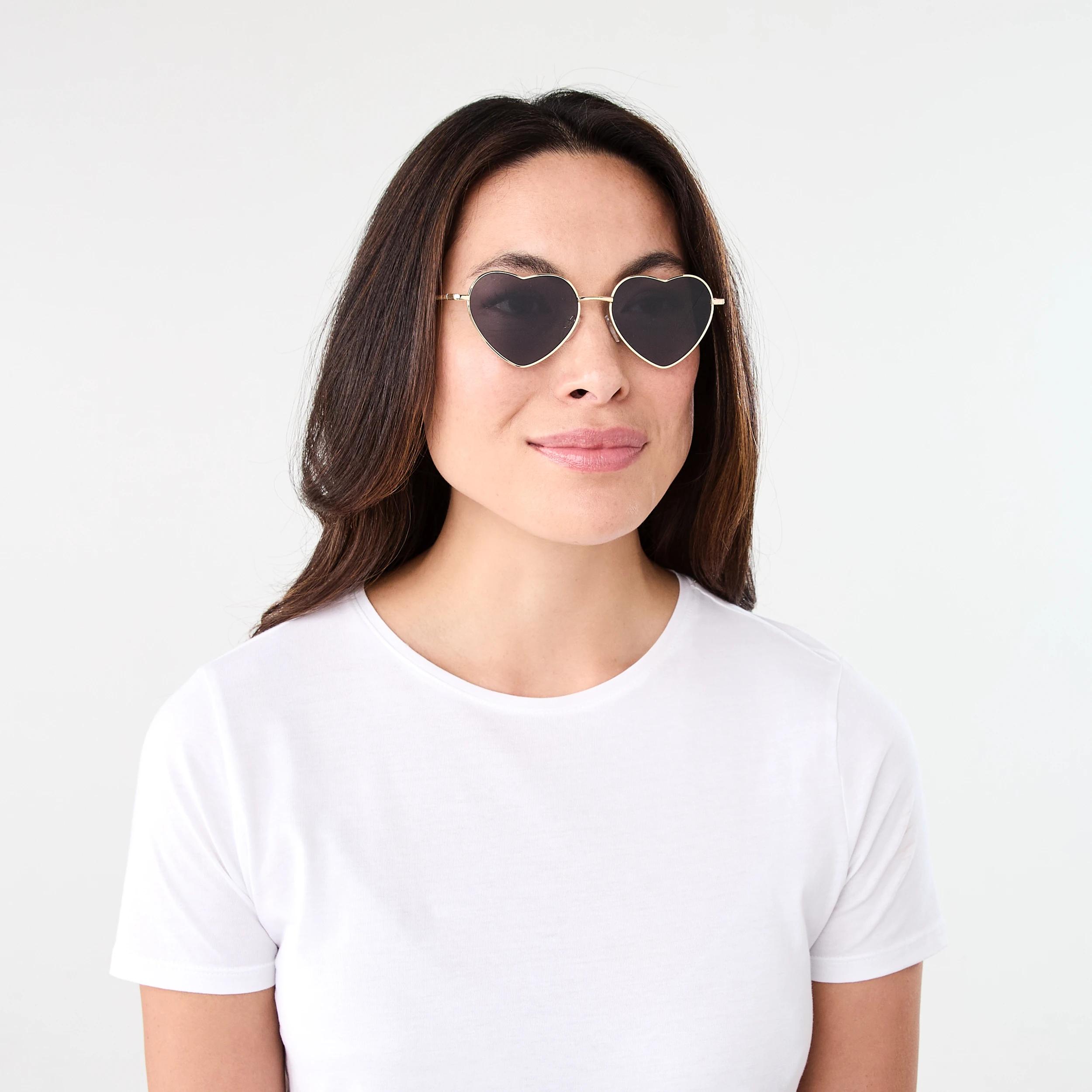 5 Womens Metal Heart Sunglasses GOLD, 5 of 6