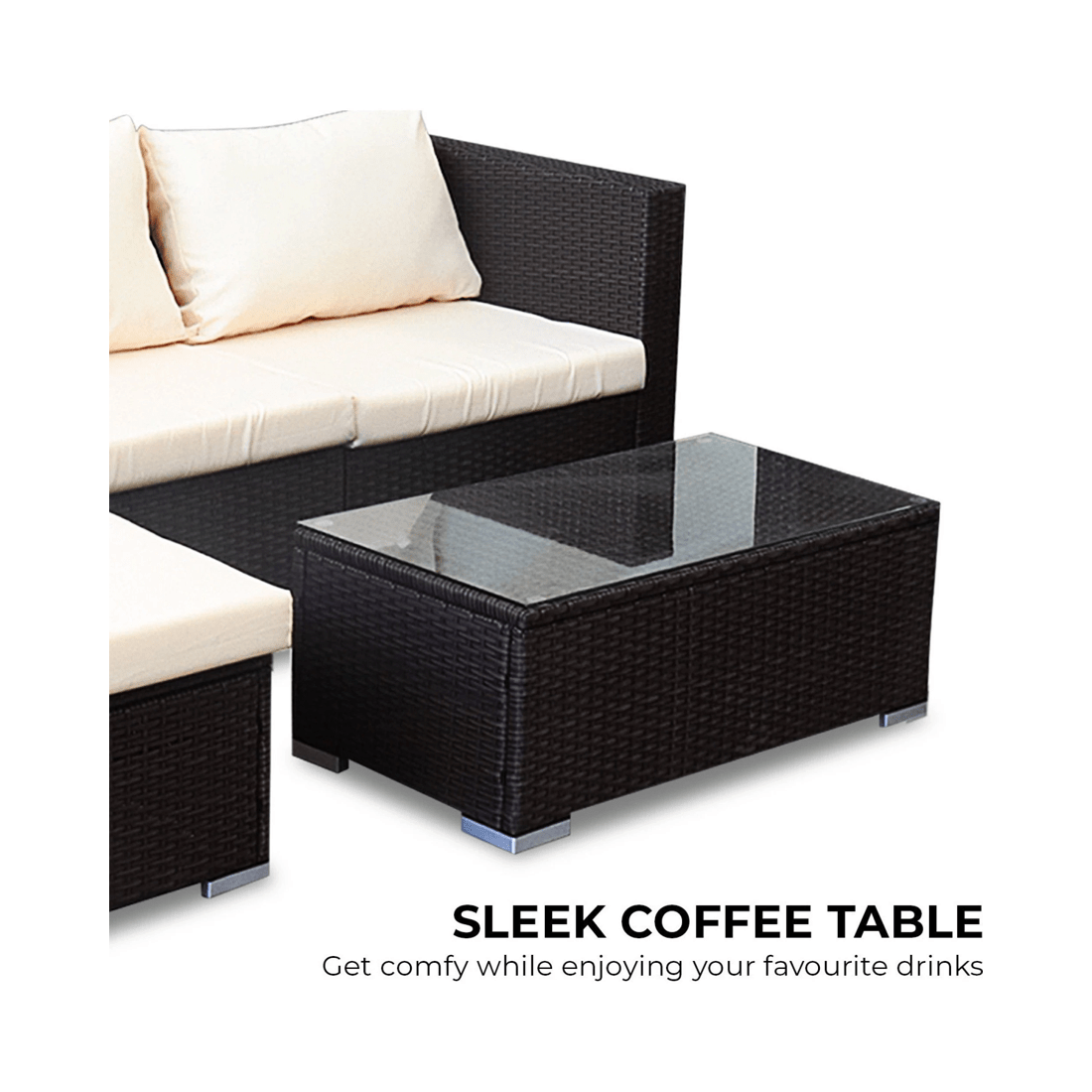 5 Sarantino 5pc Modular Outdoor Lounge Set Pe Rattan - Brown, 5 of 10