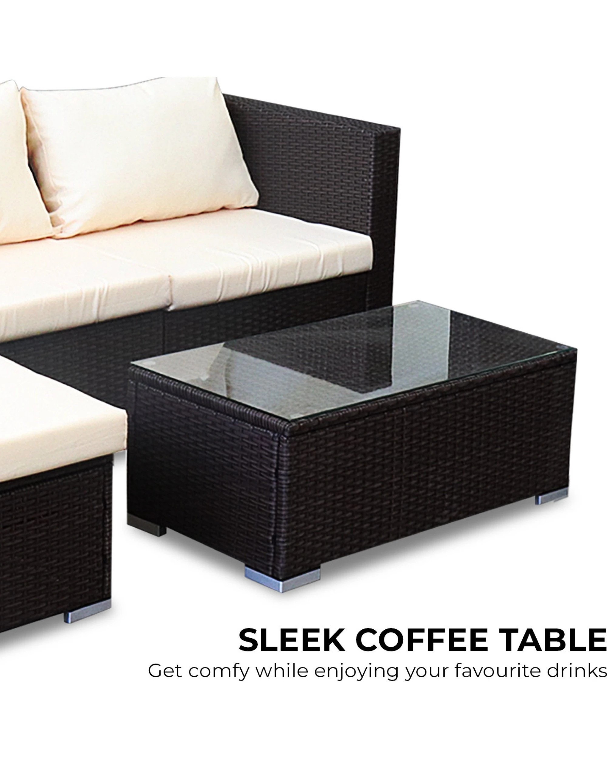 5 Sarantino 5pc Modular Outdoor Lounge Set Pe Rattan - Brown, 5 of 10