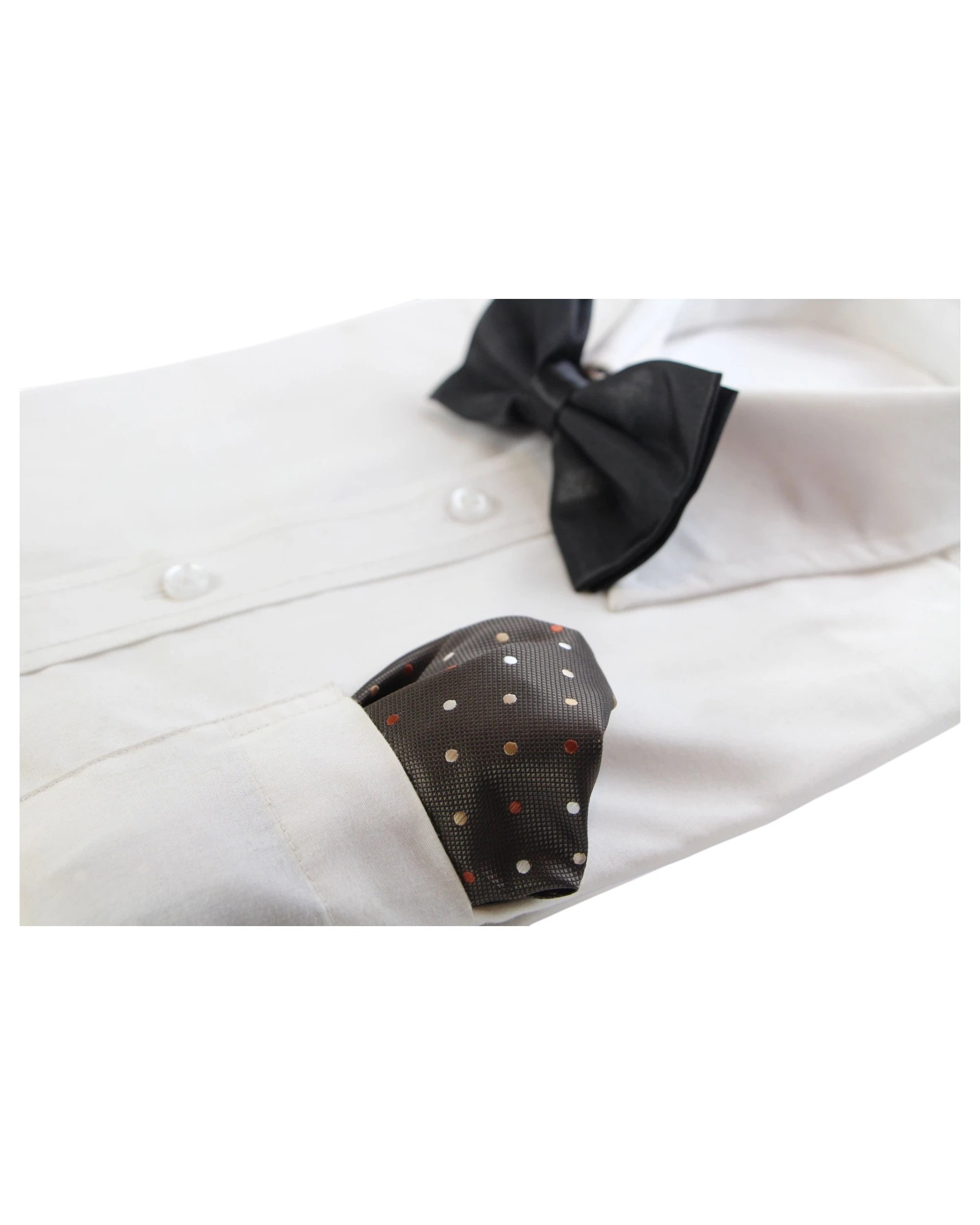 3 Zasel Mens Brown Small Polka Dot Silk Pocket Square - Multi, 3 of 3
