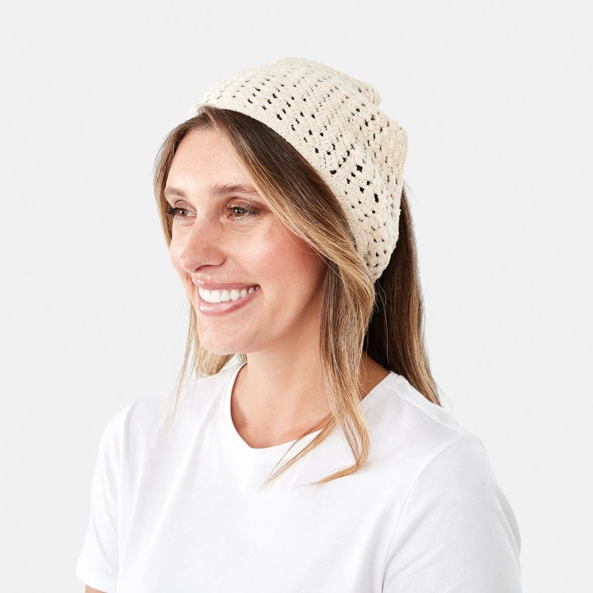 4 Crochet Hair Scarf - Beige, 4 of 5