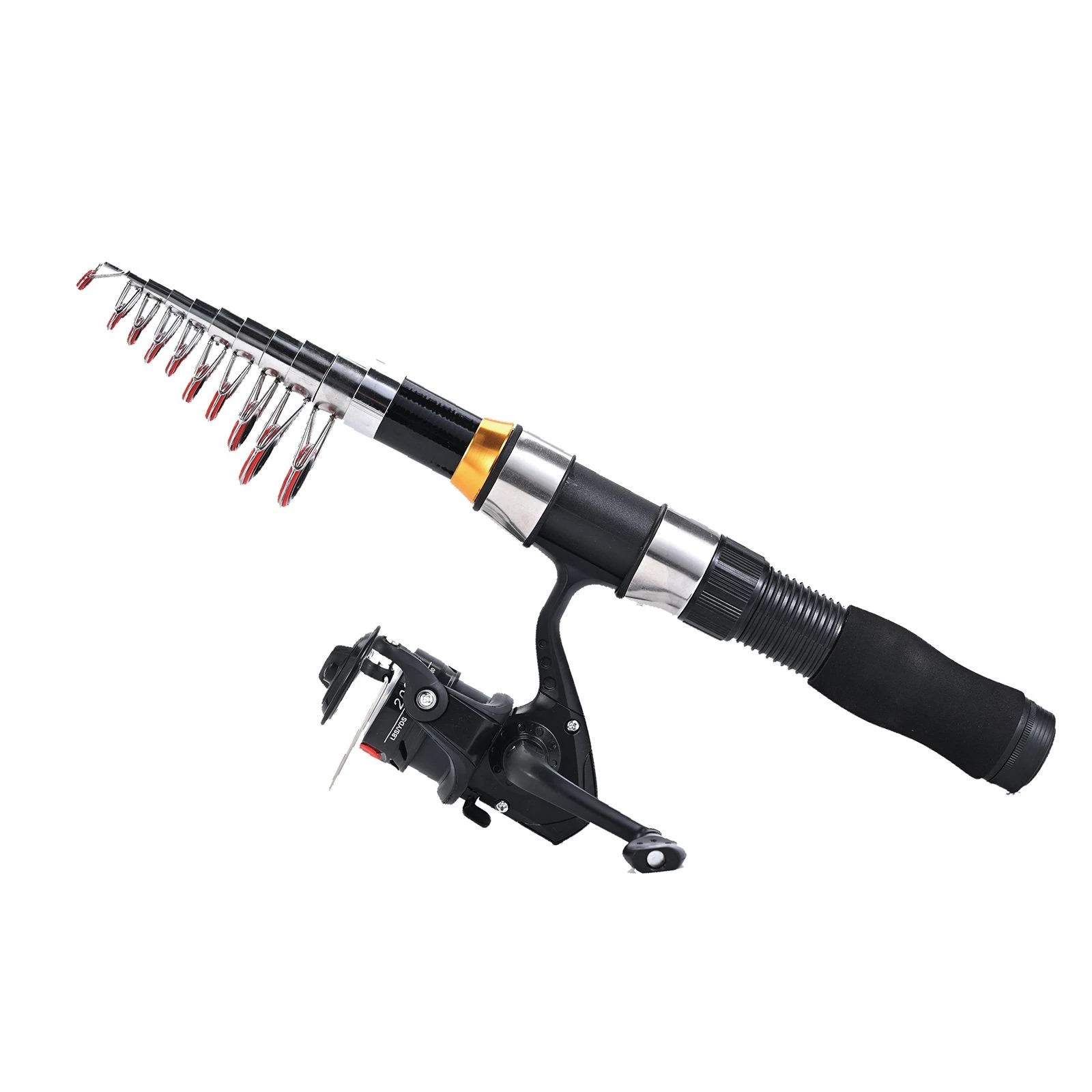 2 Ausway Portable Fishing Rod & Reel Combo Set 2 x 2.3m Telescopic Rods, Spinning Reels, Tackle Box & Bag, 2 of 6