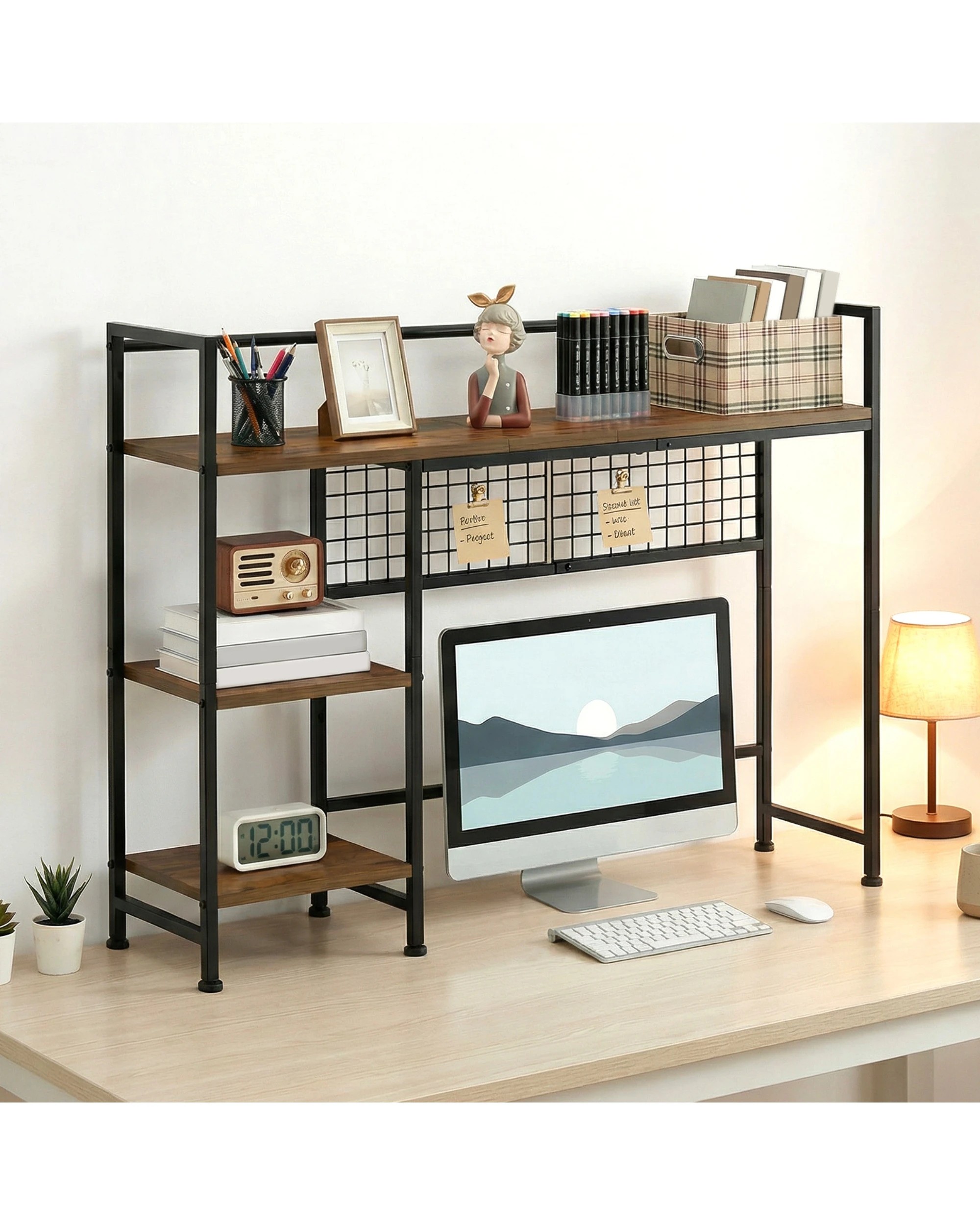 3 Advwin Desktop Bookshelf Wood Display Rack w/3 Shelves, 3 of 10
