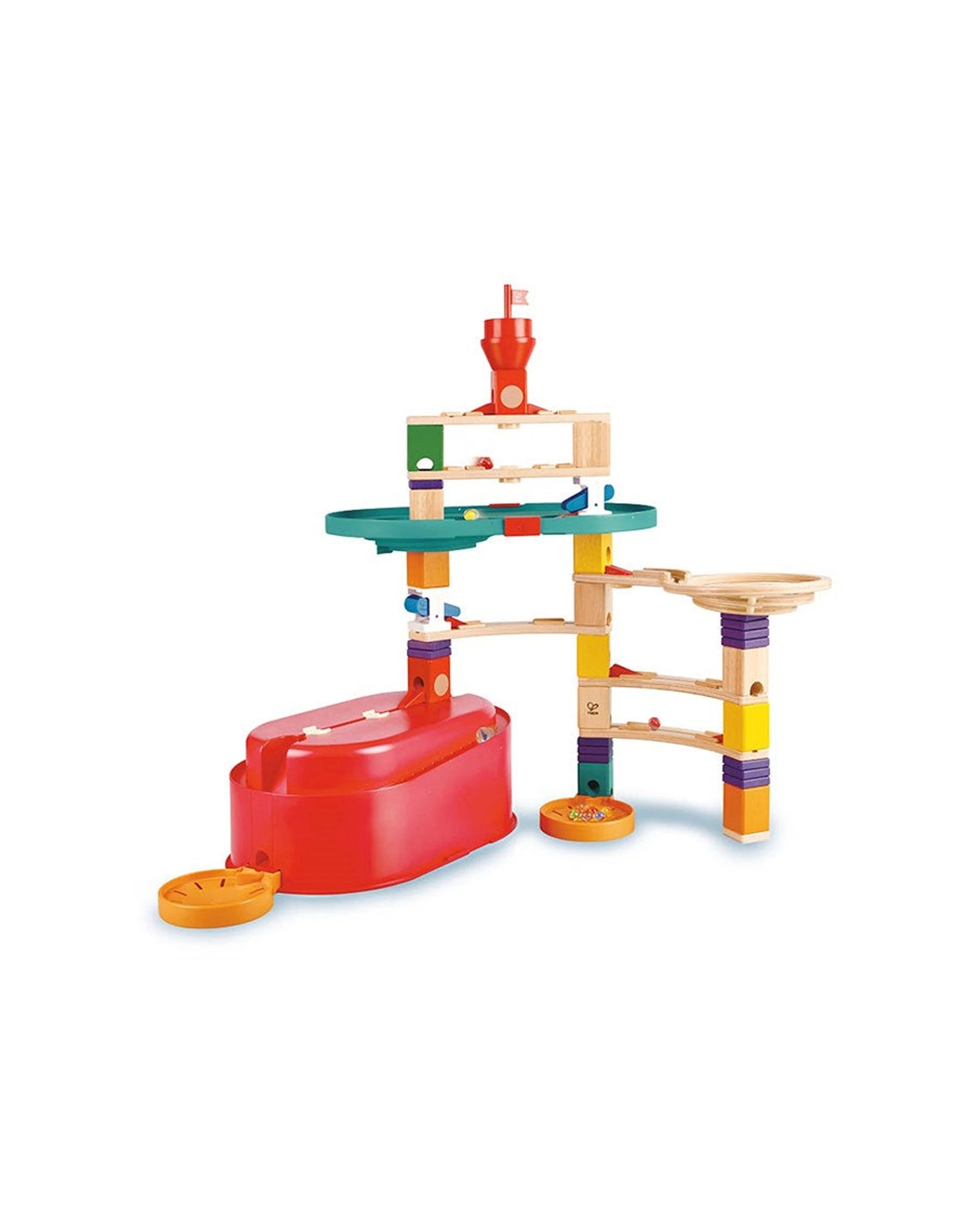 1 Hape Quadrilla Stack Track Bucket Marble Run Toy Set - Multi, 1 of 6