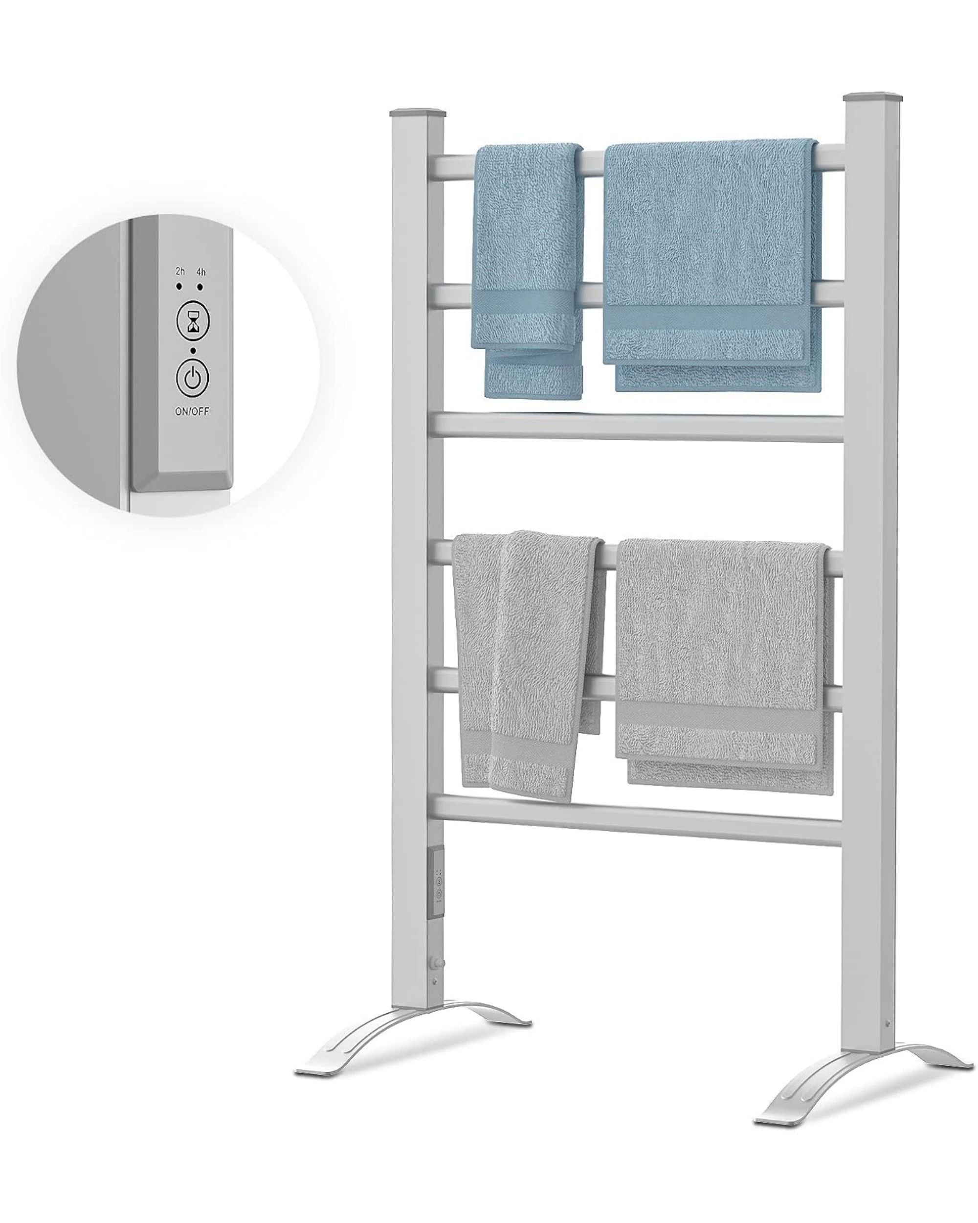 1 Advwin Electric Heated Towel Rack Standing Timing Drying Rail, 1 of 5