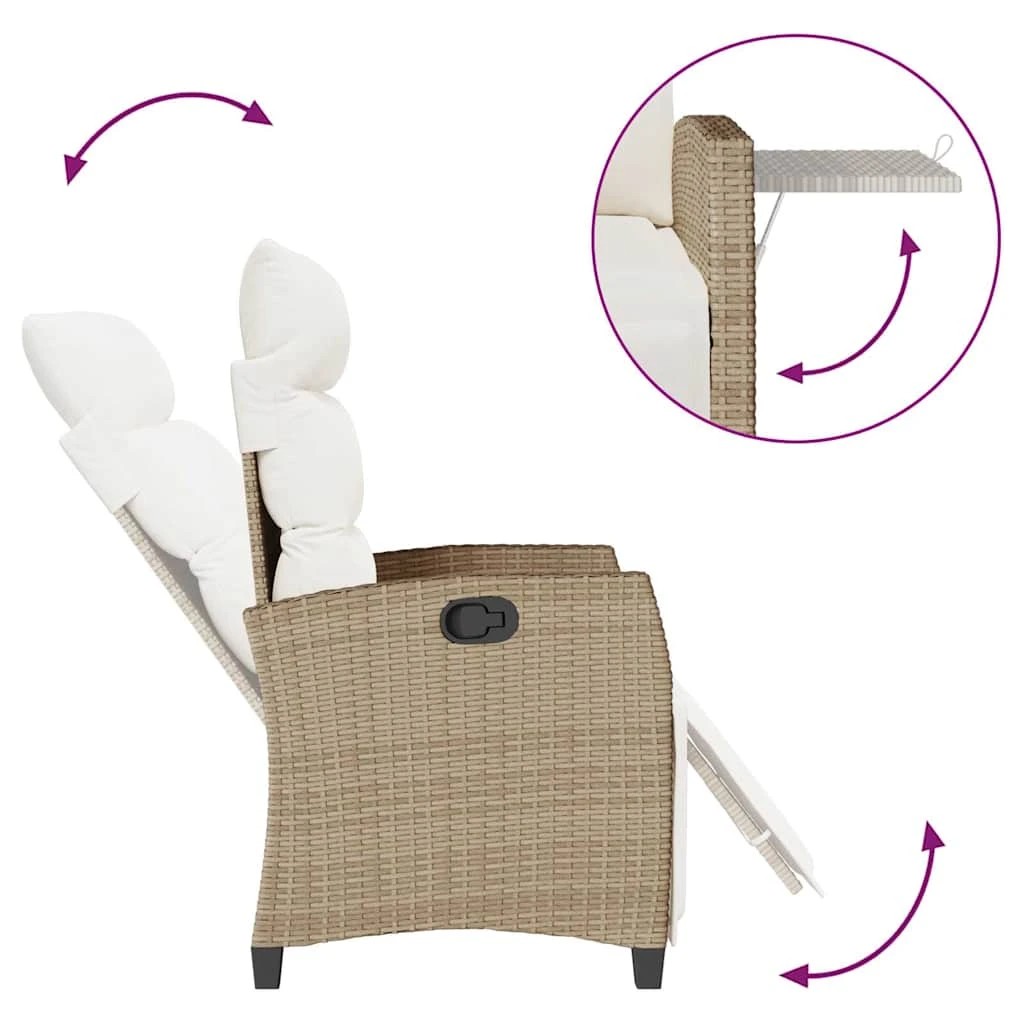 8 vidaXL reclining garden chair Foldable - Beige, 8 of 9
