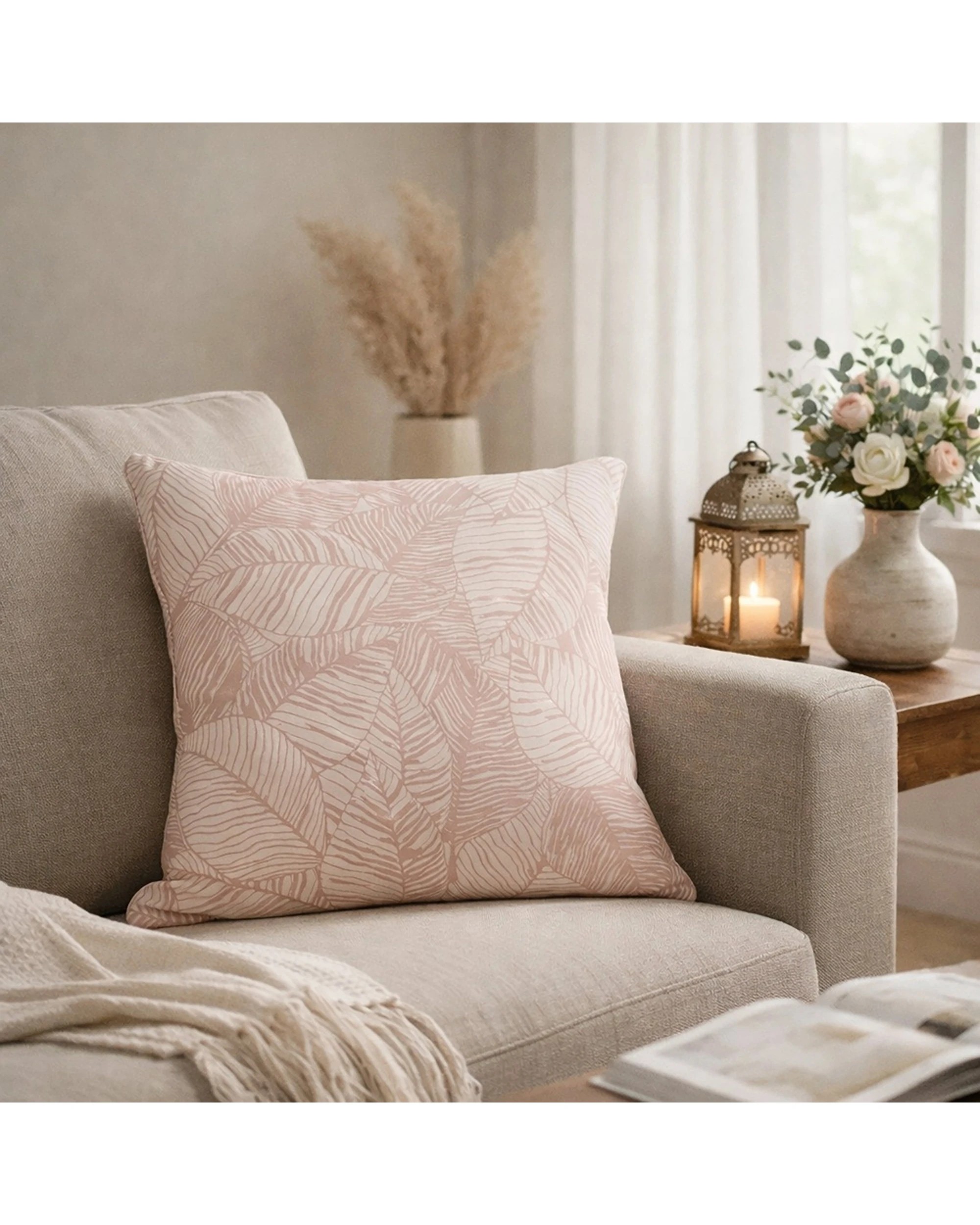 4 Urban Style Decorative Leaves Lounge Cushion Throw Pillow 45x45cm - Pink, 4 of 6