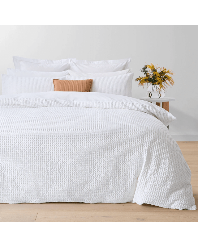 Waffle Cotton Quilt Cover Set - Queen Bed, W