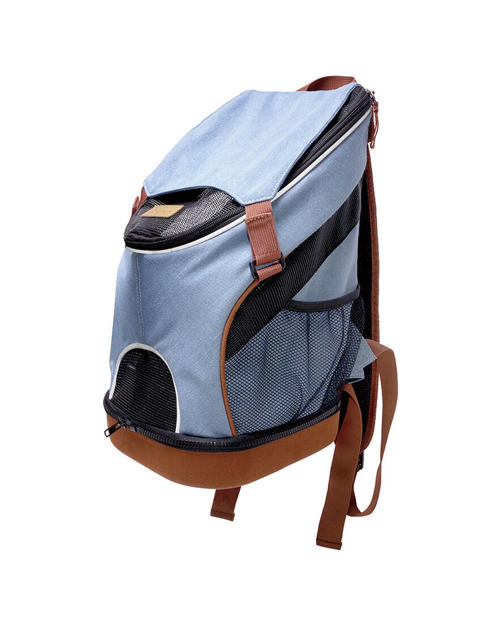 1 Ibiyaya Denim Fun Lightweight Pet Backpack Safety Tether 6kg Weight Limit - Blue, 1 of 5