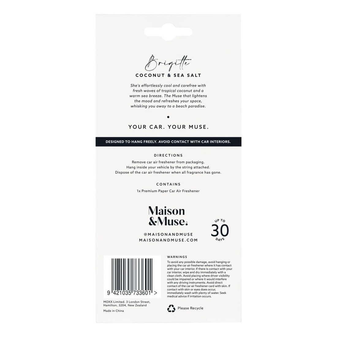 3 Maison and Muse Brigitte Car Air Freshener - Coconut and Sea Salt, 3 of 7