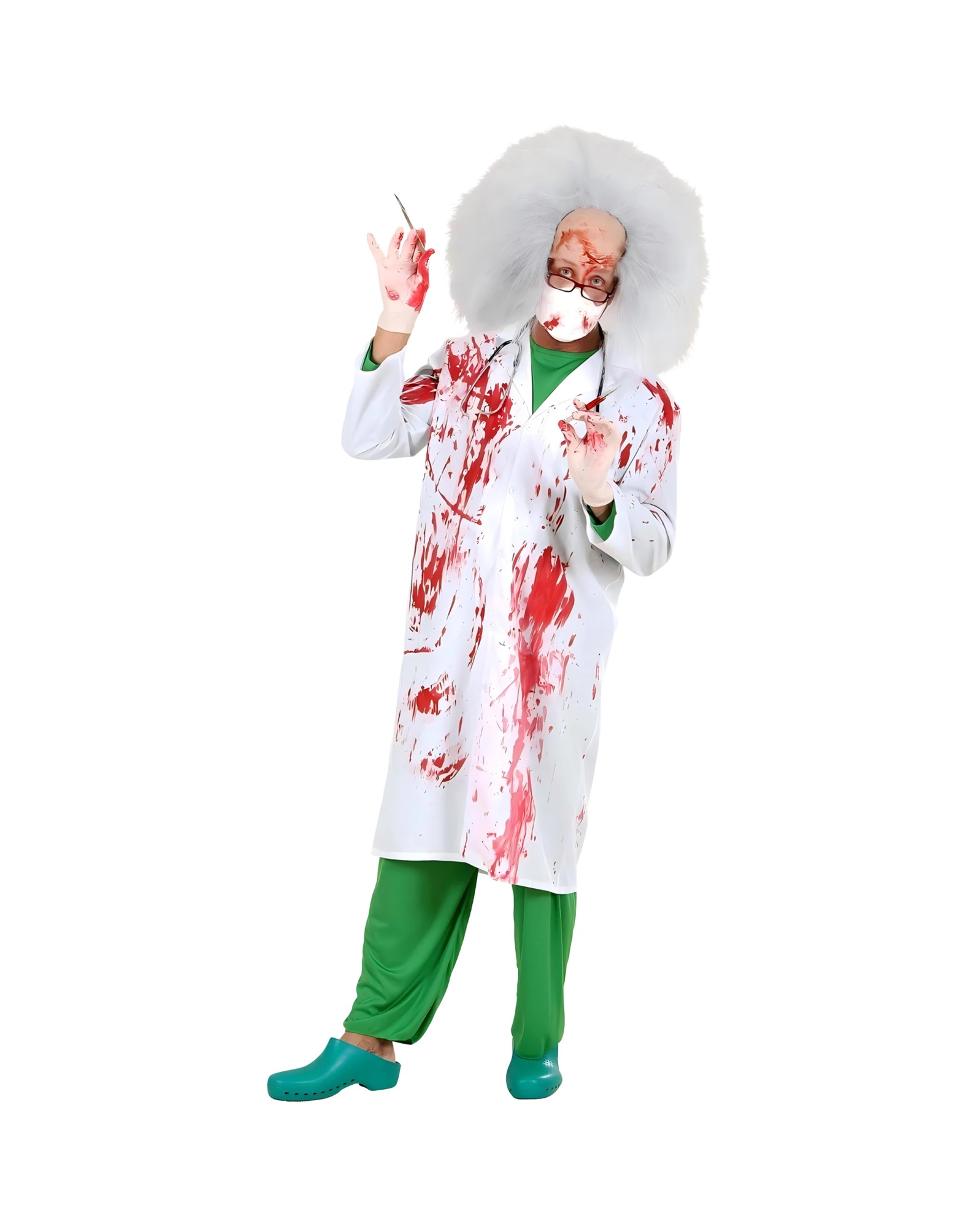 1 Uncle Bills Adult Bloody Crazed Doctor Costume - One Size - Red, 1 of 3