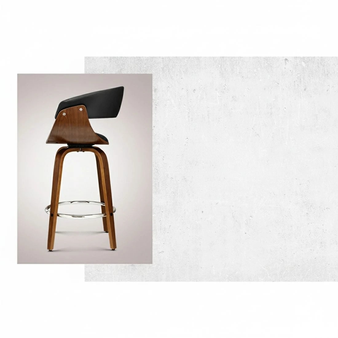 3 Artiss Bar Stools Swivel PU Seat Wooden - Black, 3 of 6