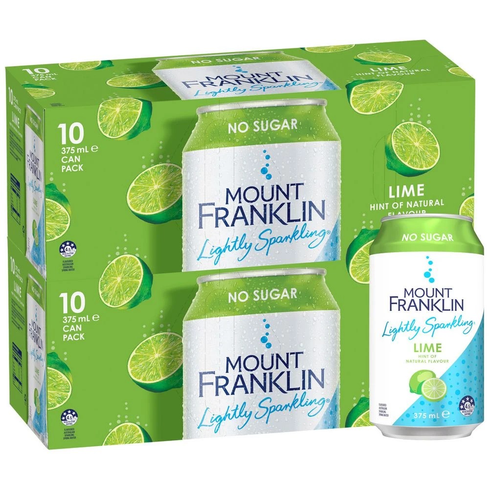1 Mt Franklin Lightly Sparkling Lime Cans 375mL 20 Pack, 1 of 5