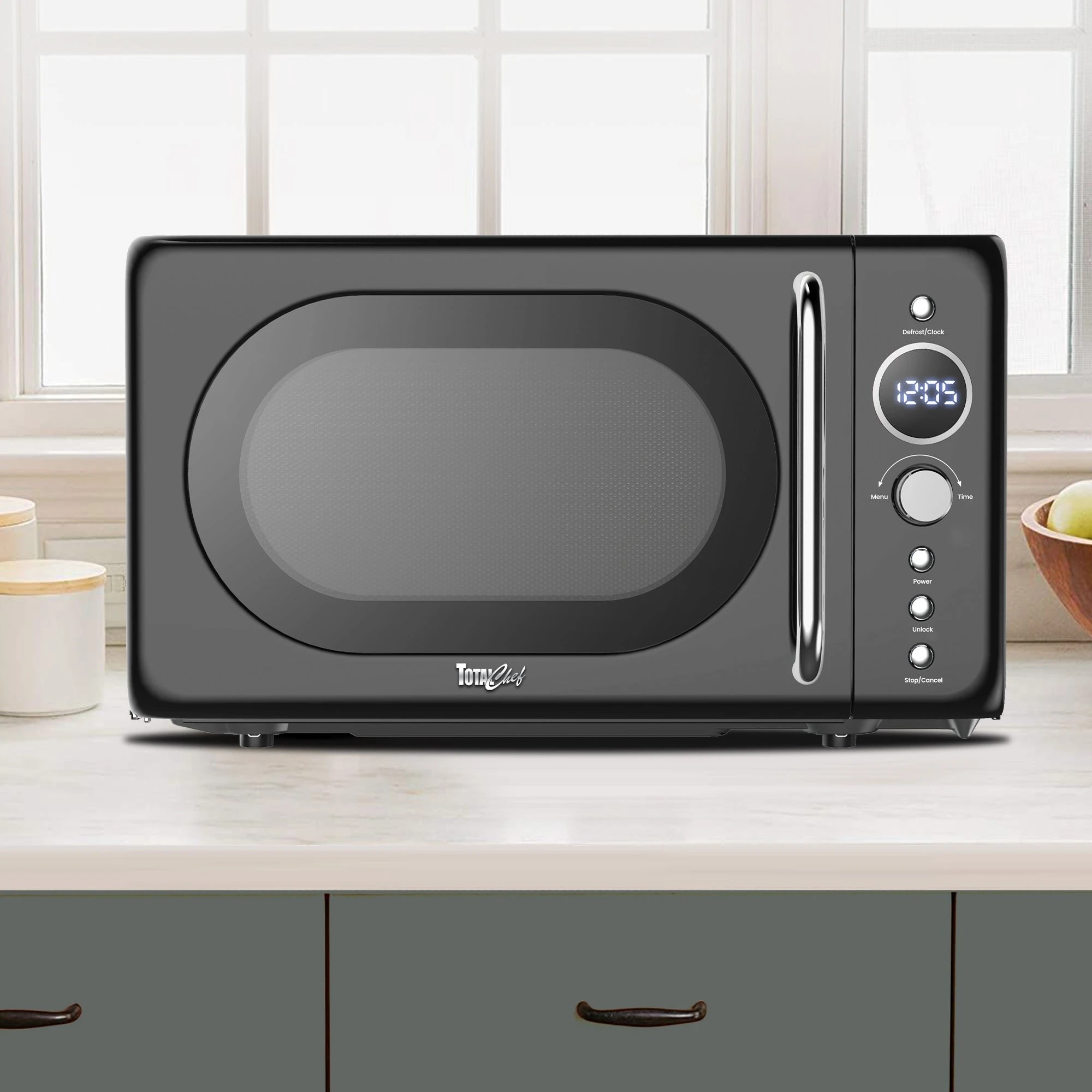4 Total Chef 20L Retro Microwave Oven Black - Black, 4 of 8