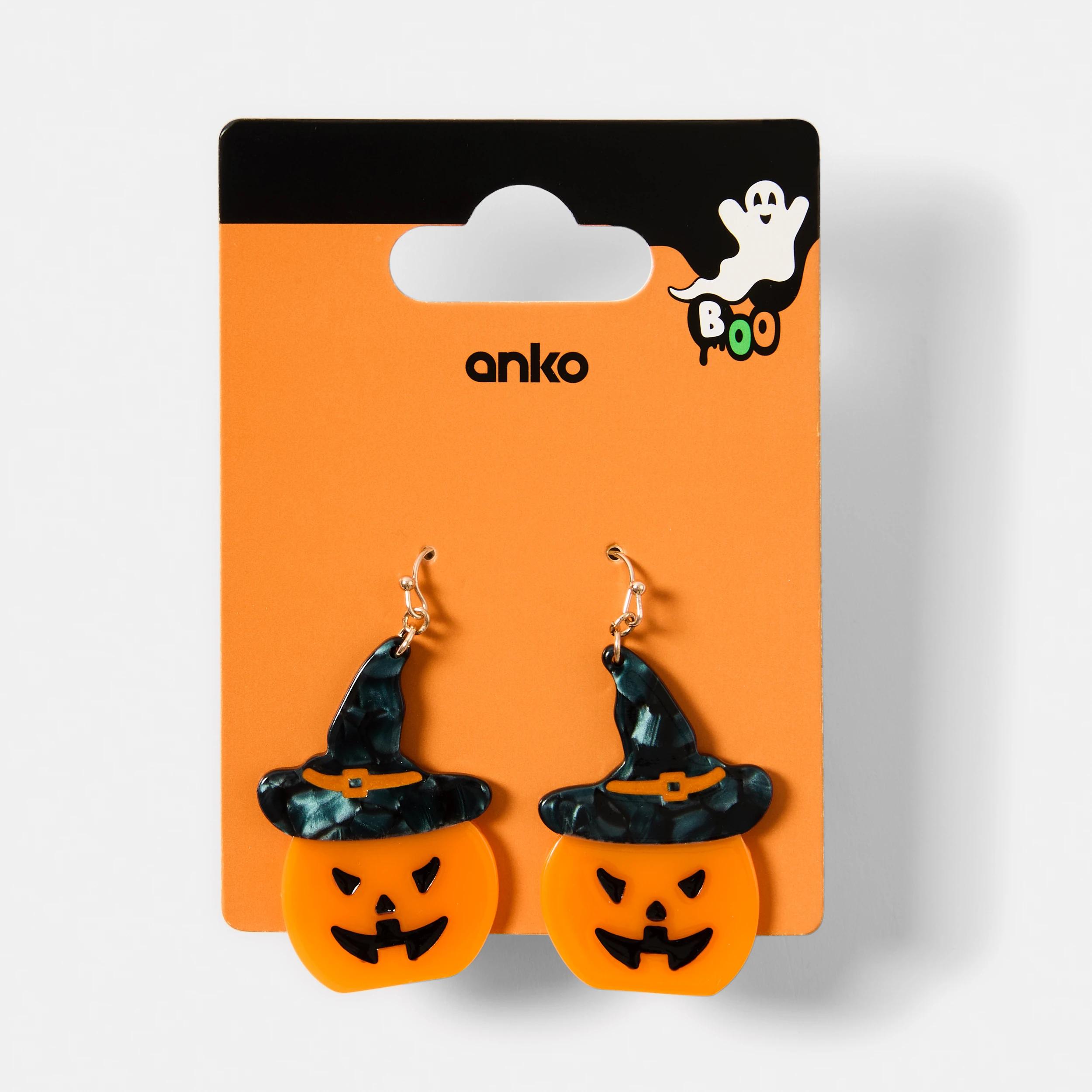 4 Halloween Pumpkin Drop Earrings - Orange, Black and Gold Tone Orange, 4 of 4