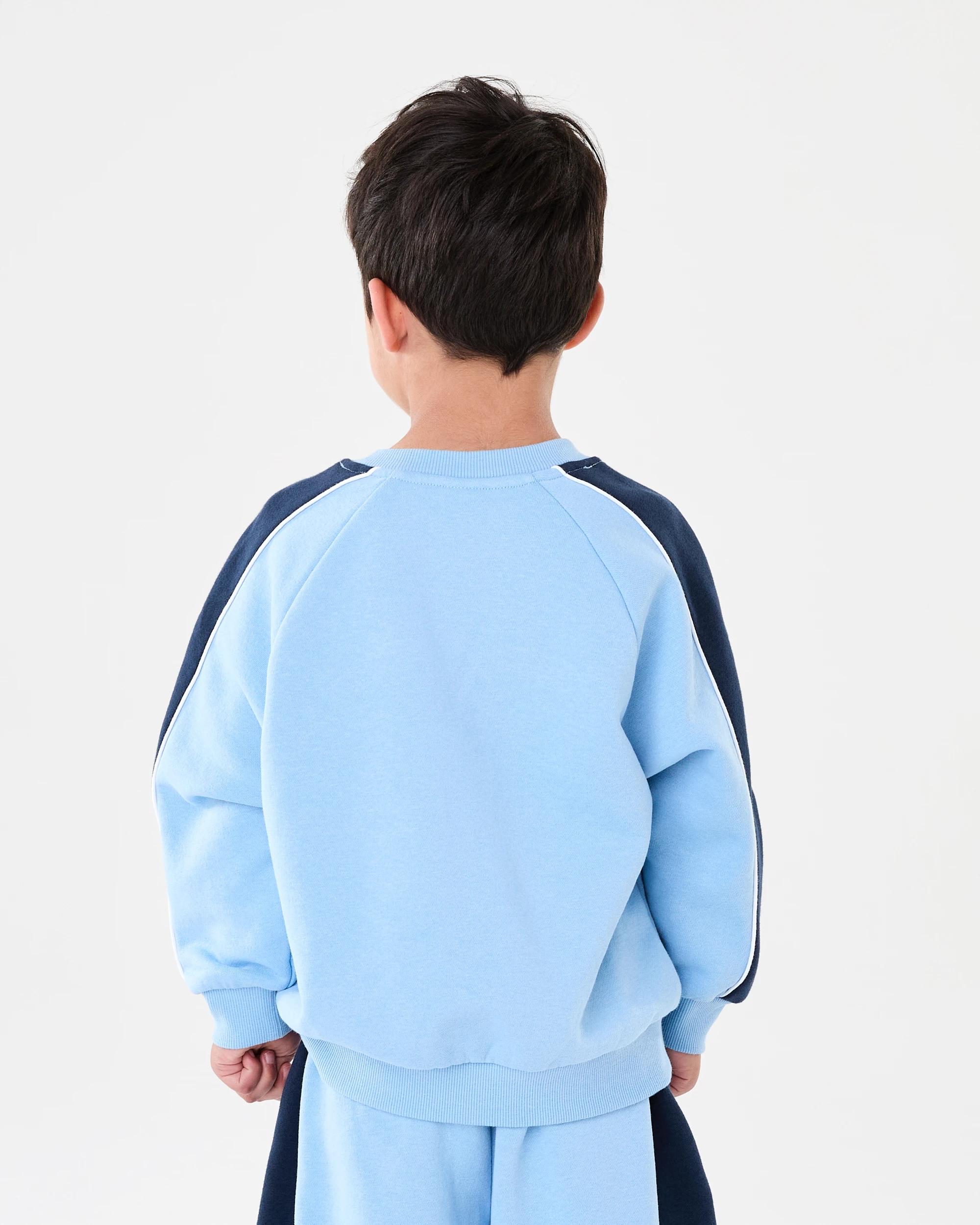 2 Oversized Print Panel Crew Neck Sweatshirt Blu Sorbet, 2 of 8