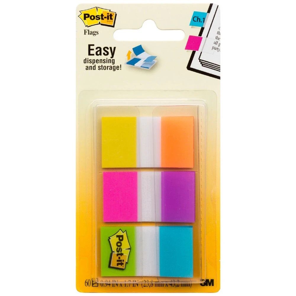 1 Post-it Flags 25x43mm Electric Glow 3 Pack, 1 of 3