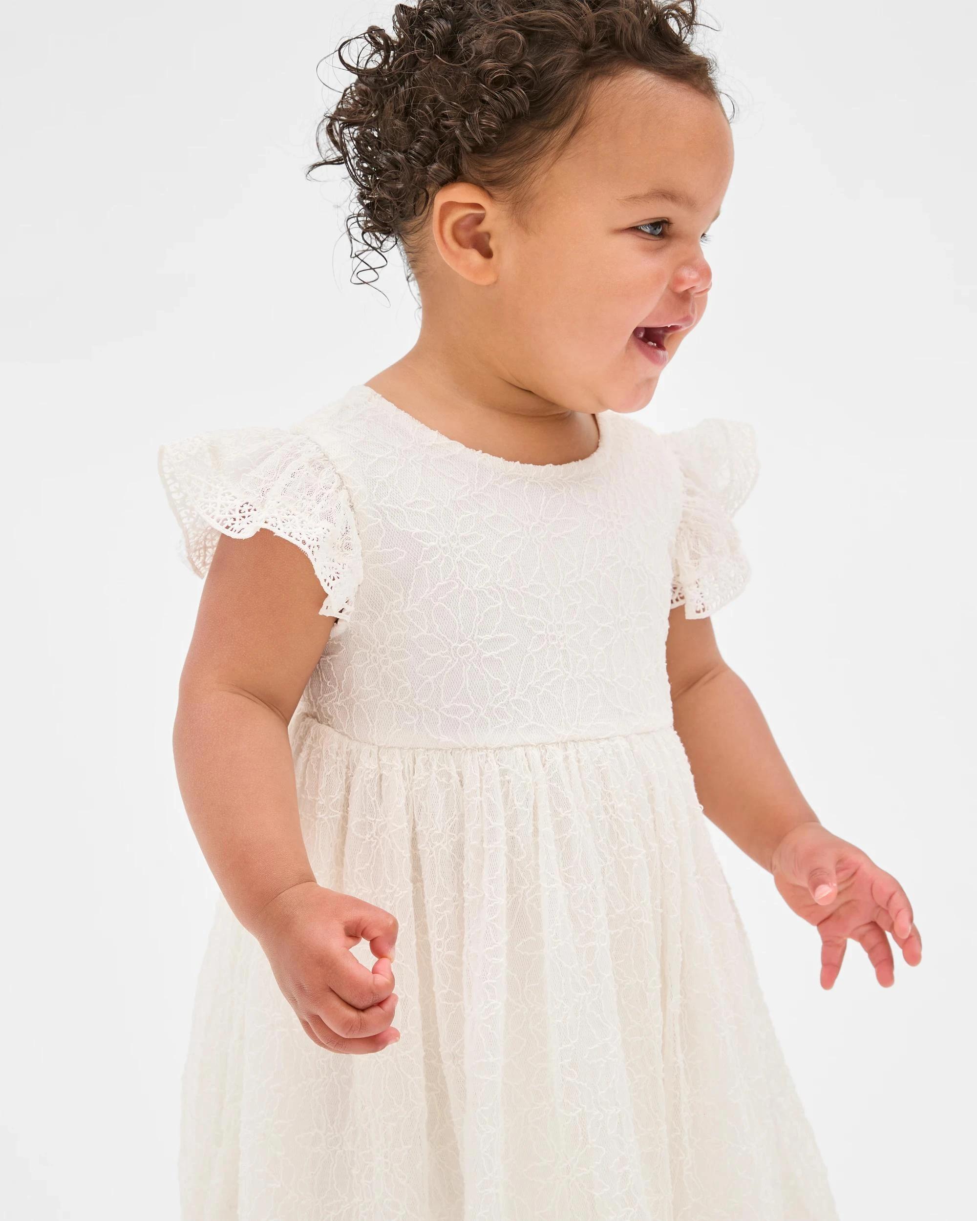 2 Target Baby Christmas Baby Lace Open Back Dress CREAM, 2 of 5