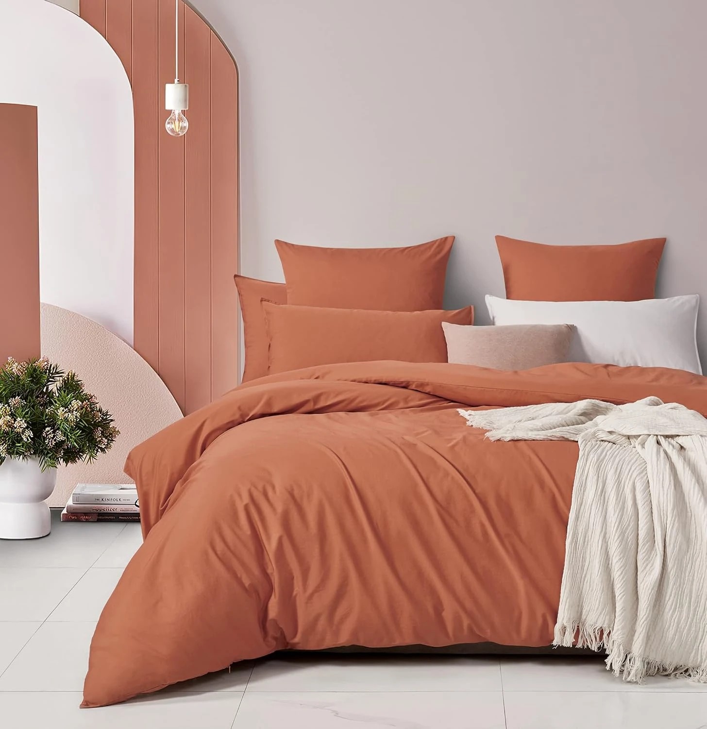 1 Gioia Casa Vintage Washed Cotton Quilt Cover Set Soft Breathable - King Bed - Brick, 1 of 4