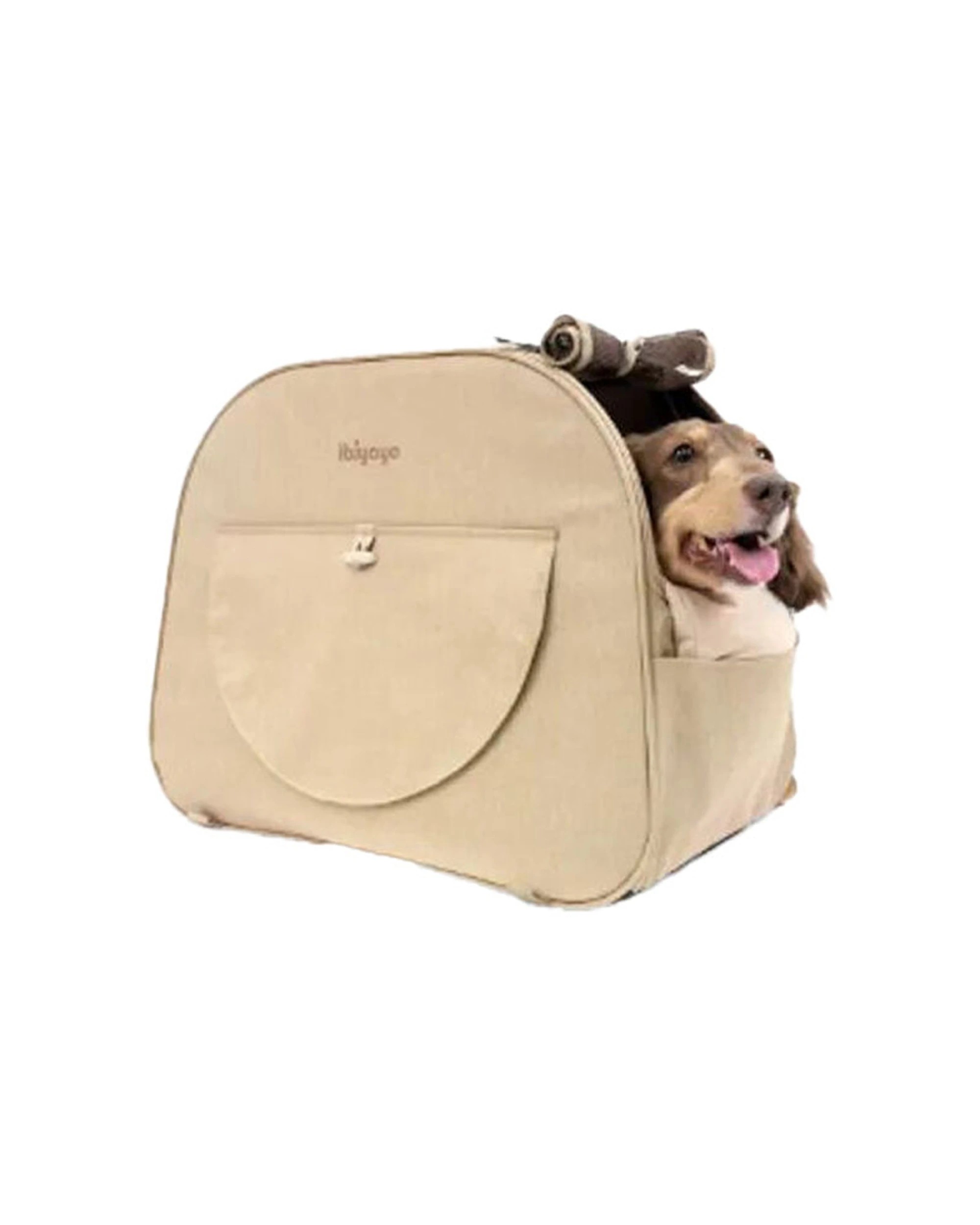 1 Ibiyaya The Loafer Pet Backpack Carrier Airline-Friendly Ventilated Travel - Beige, 1 of 4