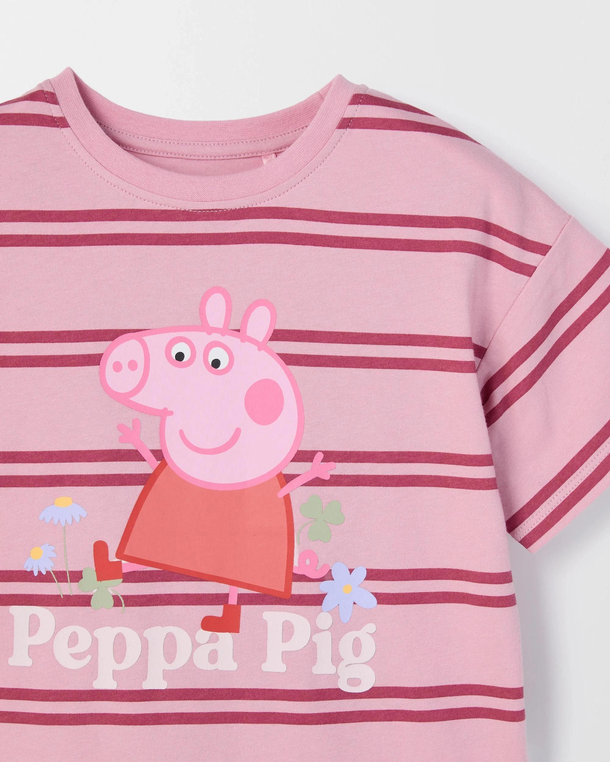 2 Peppa Pig License Australian Cotton T-Shirt PINK STRIPE, 2 of 2
