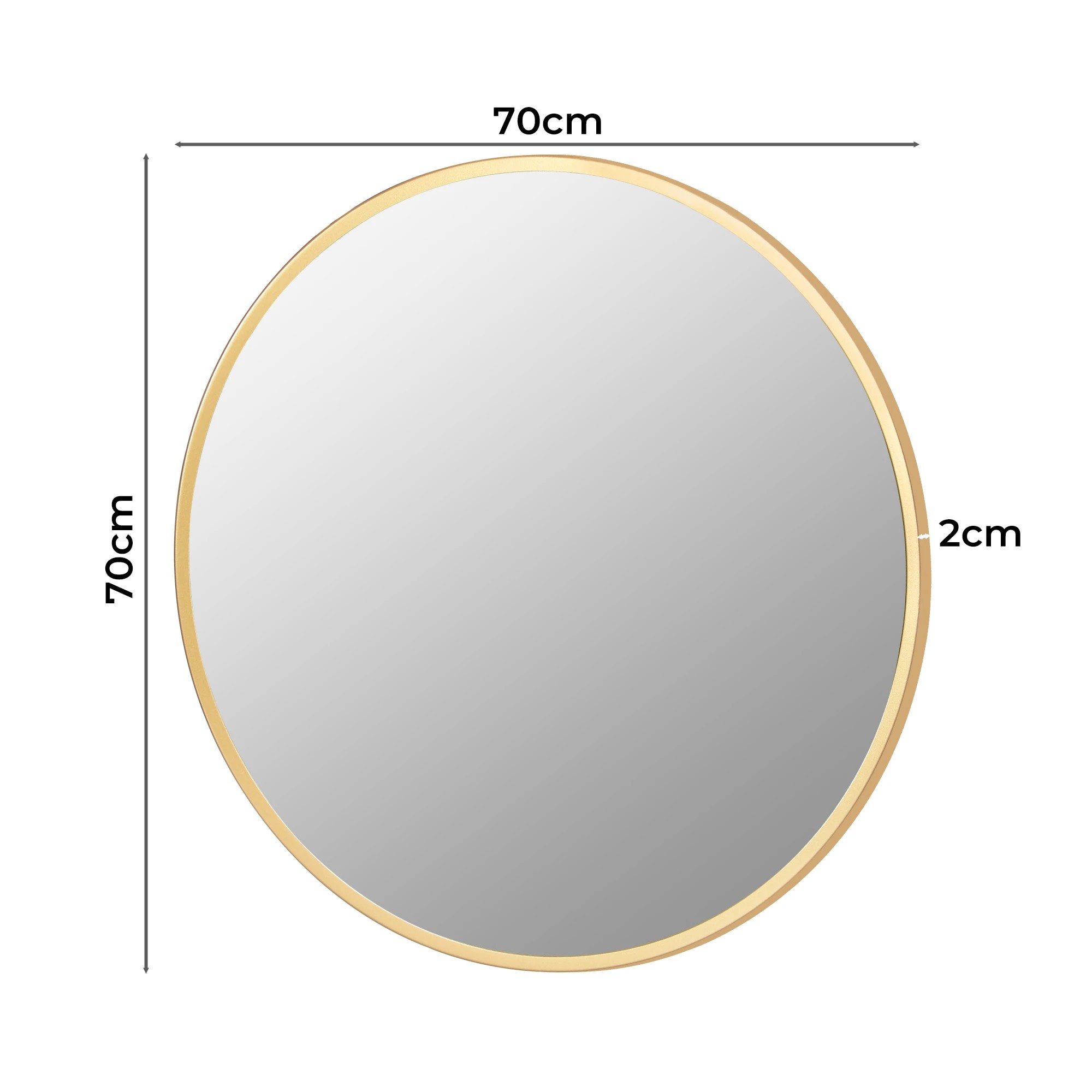 3 Yezi 70Cm Round Metal Framed Wall Mirror Golden Frame, 3 of 7