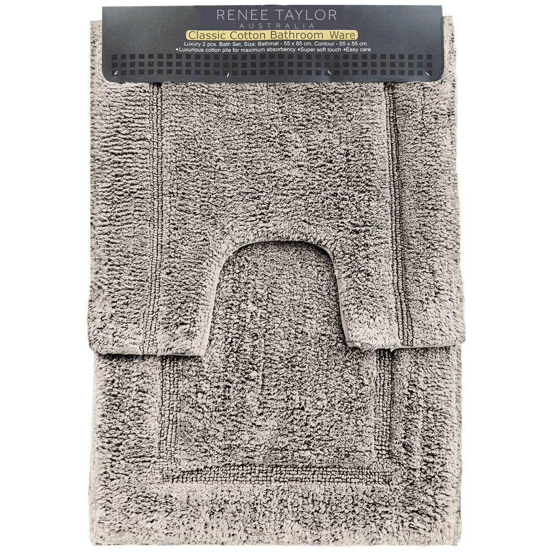3 Renee Taylor 2 Piece Tufted Bath Mat Set Cotton 2200 Gsm Linen Colour Cotton Bath Mat Set
 - Natural, 3 of 3