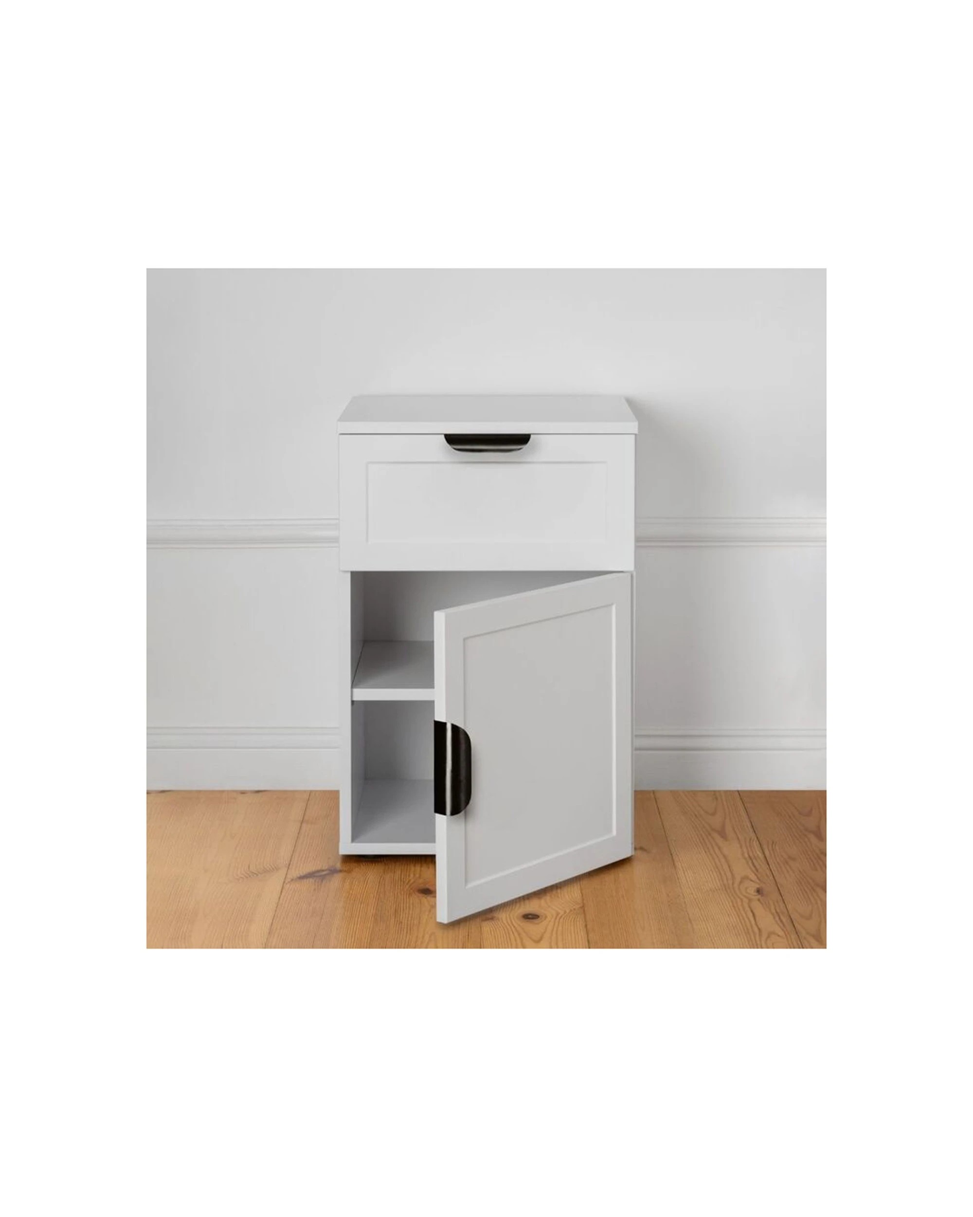 4 European Cabinetry Porto Bedside Table Hamptons Pull Handle - White, 4 of 4