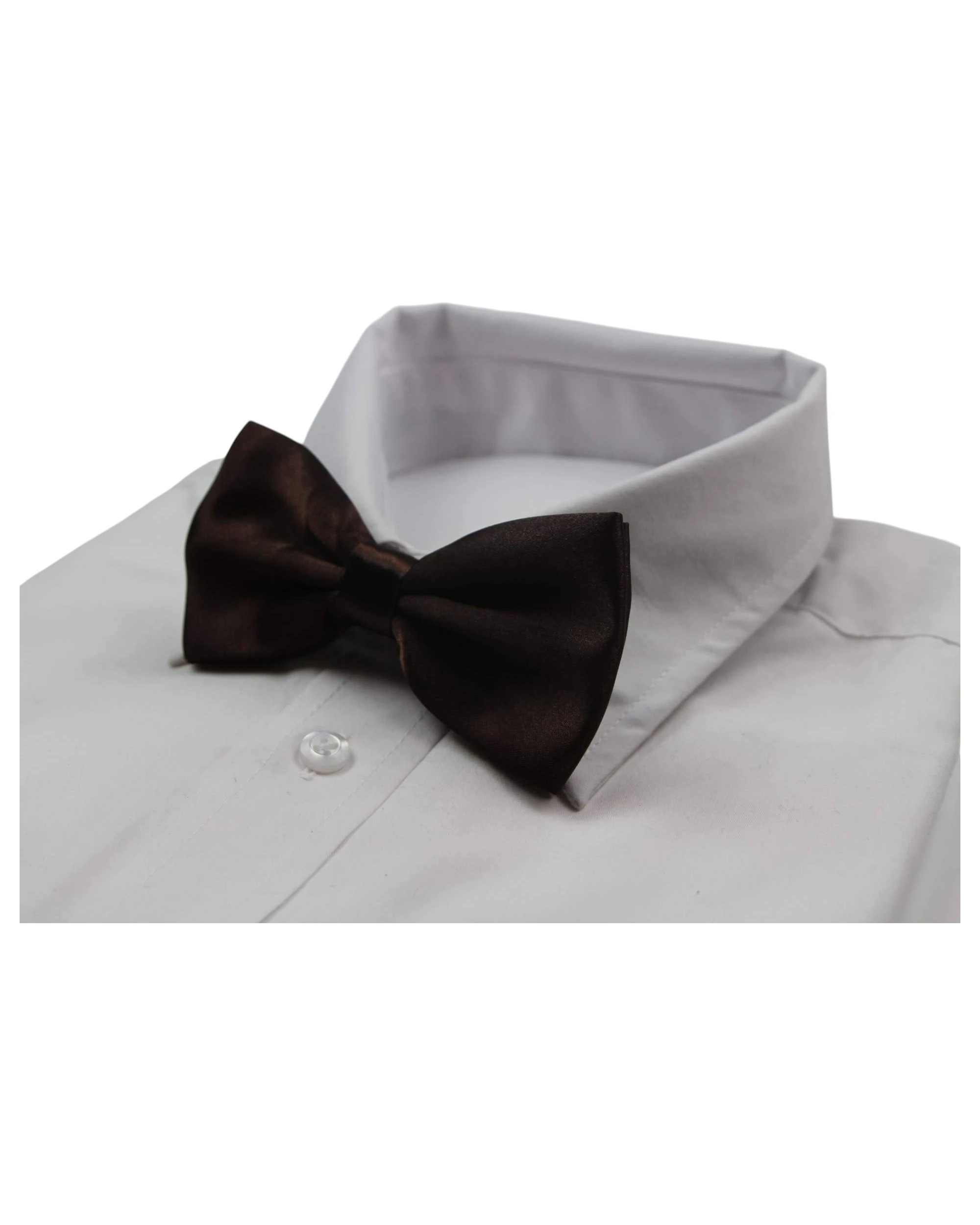 1 Zasel Mens Brown Solid Plain Colour Bow Tie, 1 of 3