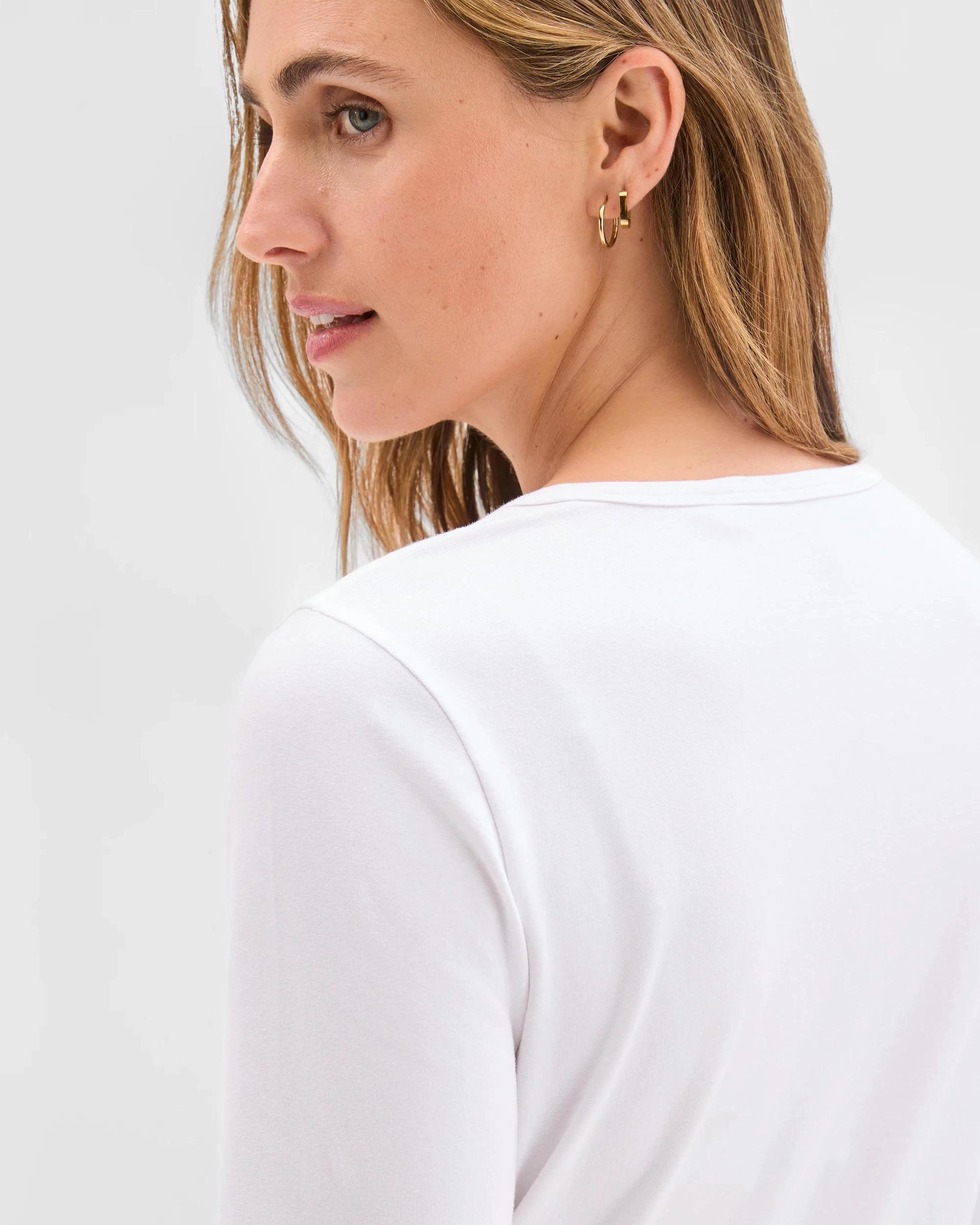 4 Target Woman Australian Cotton Long Sleeve Stretch Crew T-Shirt WHITE, 4 of 5