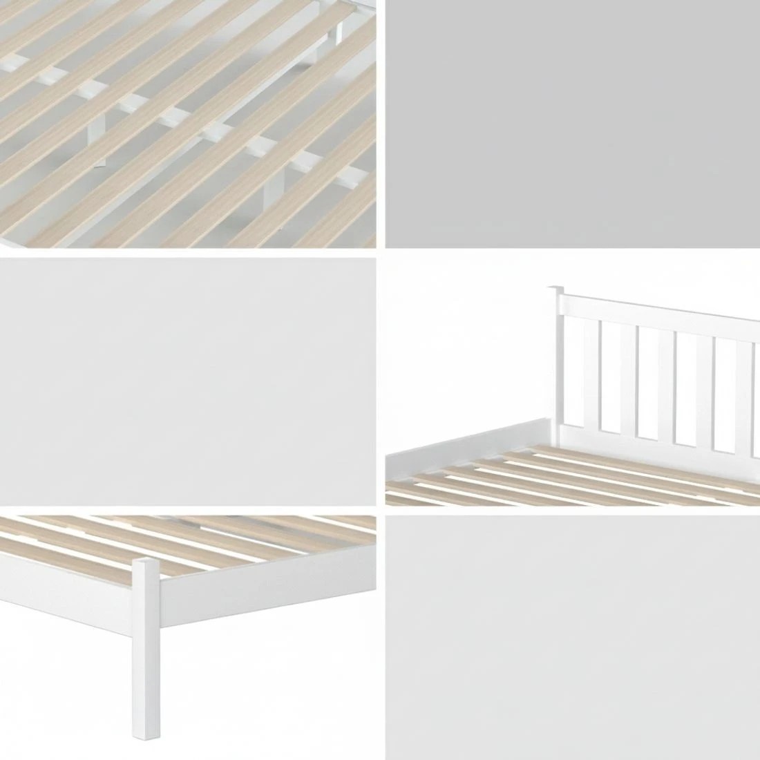 6 Artiss Bed Frame Double Size Wooden  SOFIE - White, 6 of 10