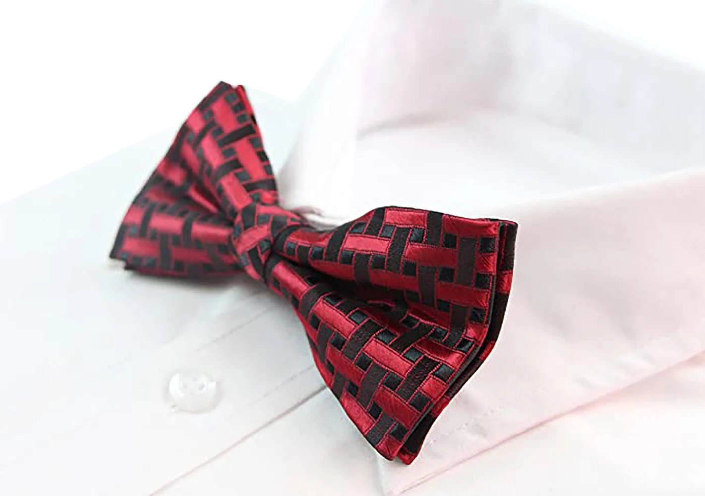 4 Zasel Mens Black & Red Tetris Patterned Bow Tie - Multi, 4 of 4