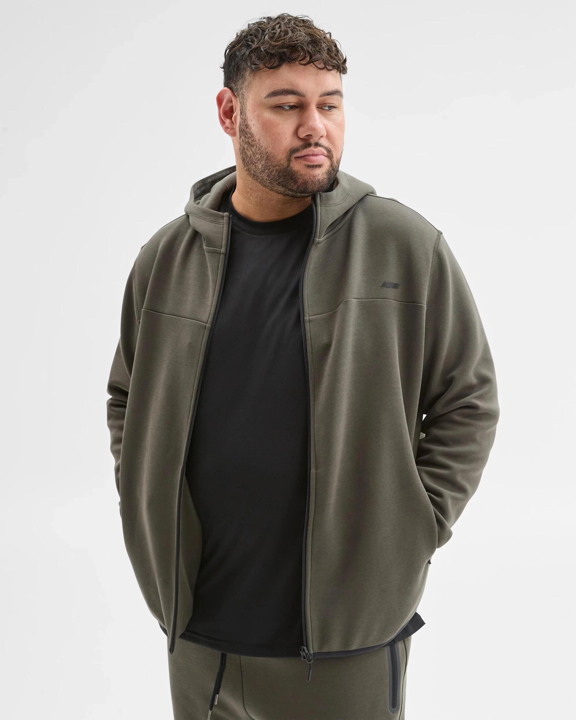 2 Target Man Plus Plus Size Australian Cotton Blend Active Zip Through Fleece Hoodie KHAKI, 2 of 5