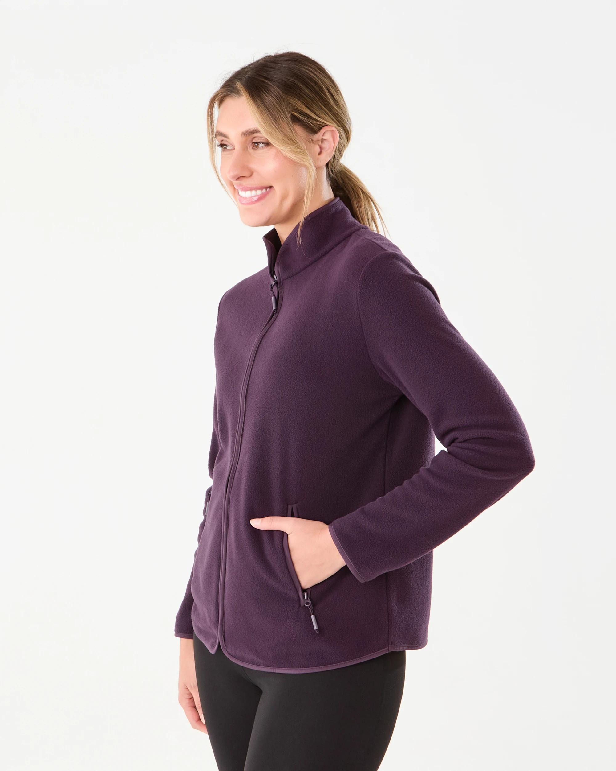 3 Active Womens Outdoor Fleece Jacket Pur Raisin, 3 of 7