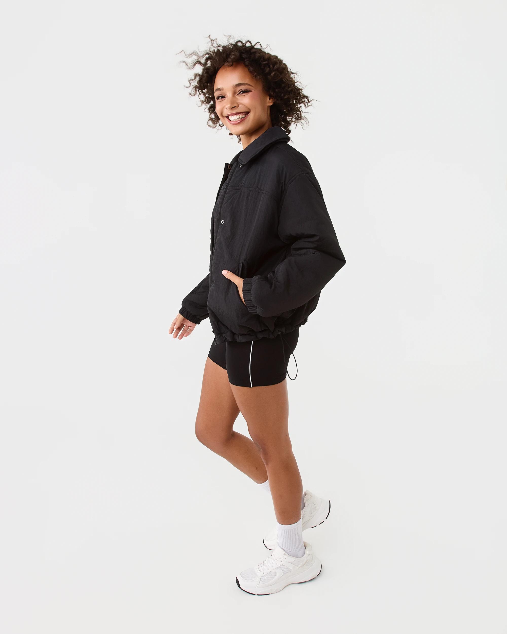 3 Active Womens Zip Through Sports Bomber Jacket Black, 3 of 10