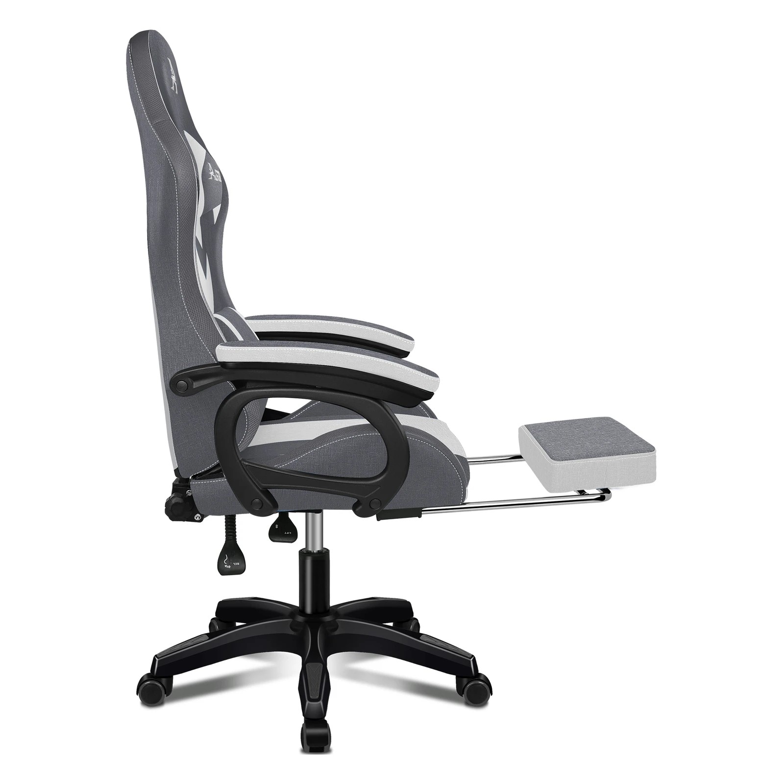8 Alfordson Gaming Chair Office 12 RGB LED Massage Computer Fabric Seat - Grey, 8 of 10