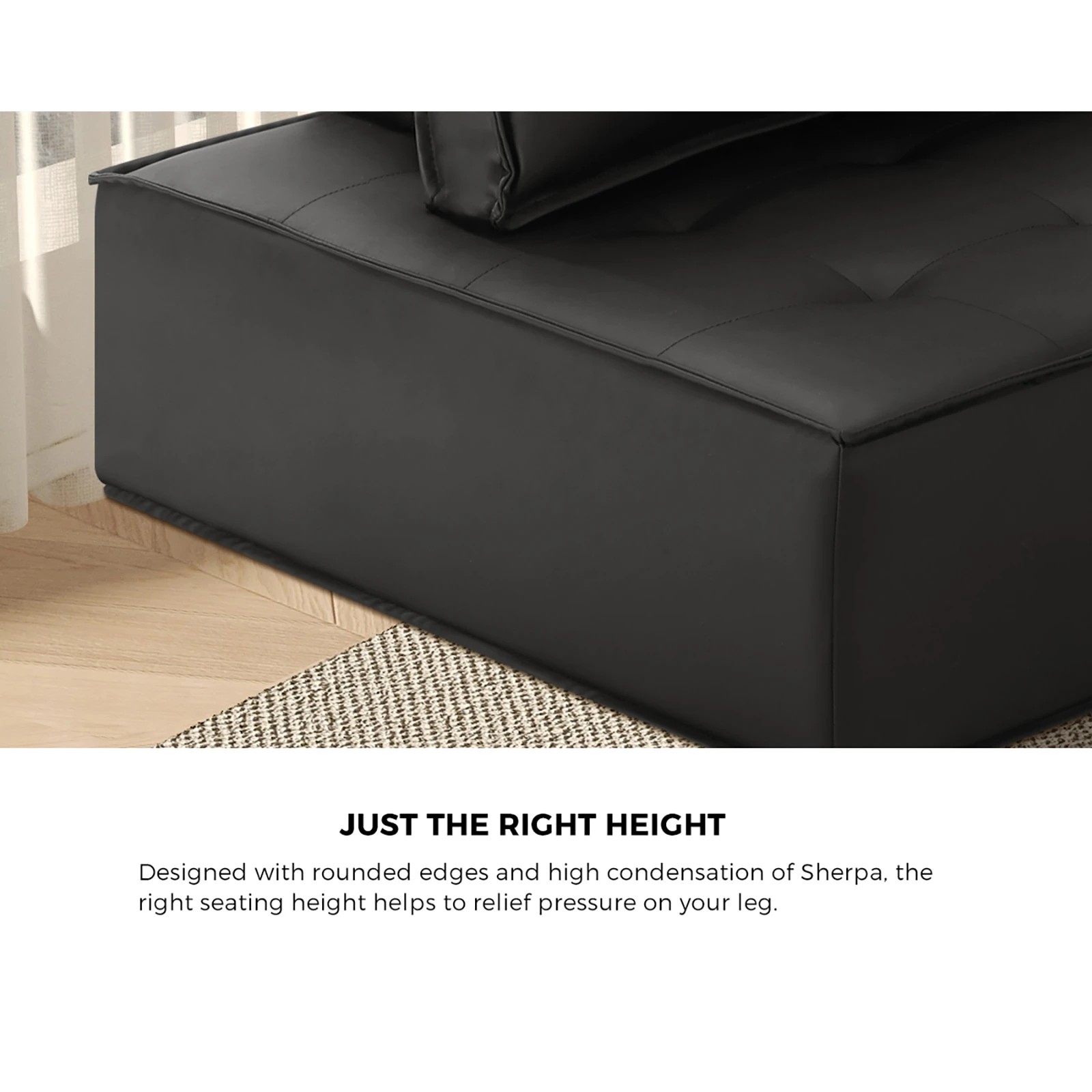 6 Oikiture 2pc Modular Sofa Lounge Chair Armless Tofu Back Pu Leather
 - Black, 6 of 10