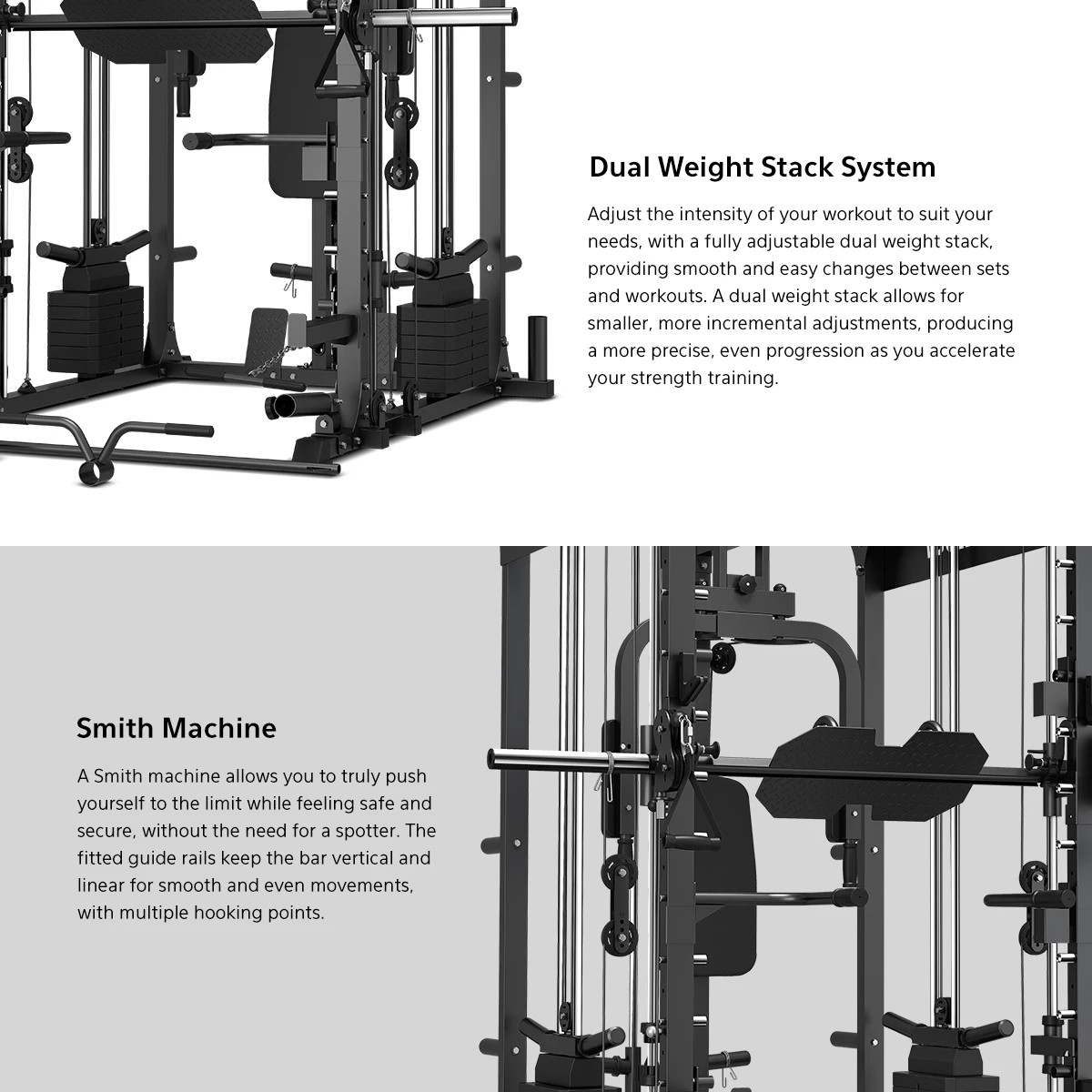 5 LSG GRK200 10-in-1 Home Gym Station, Power Rack, Smith Machine and Cable Crossover - Black, 5 of 7