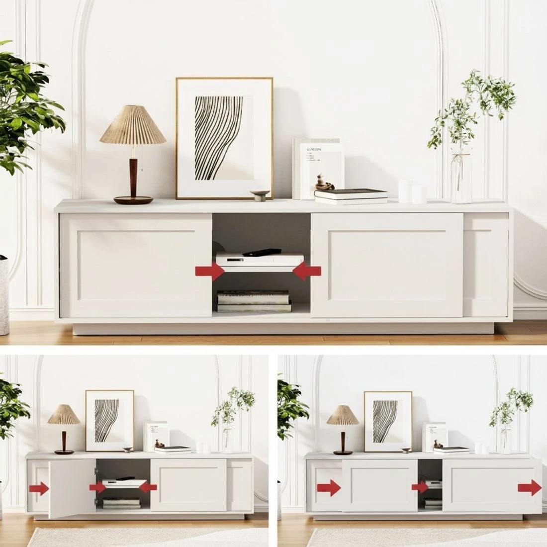 6 Artiss TV Unit Entertainment Unit Storage Cabinet 160cm - White, 6 of 8